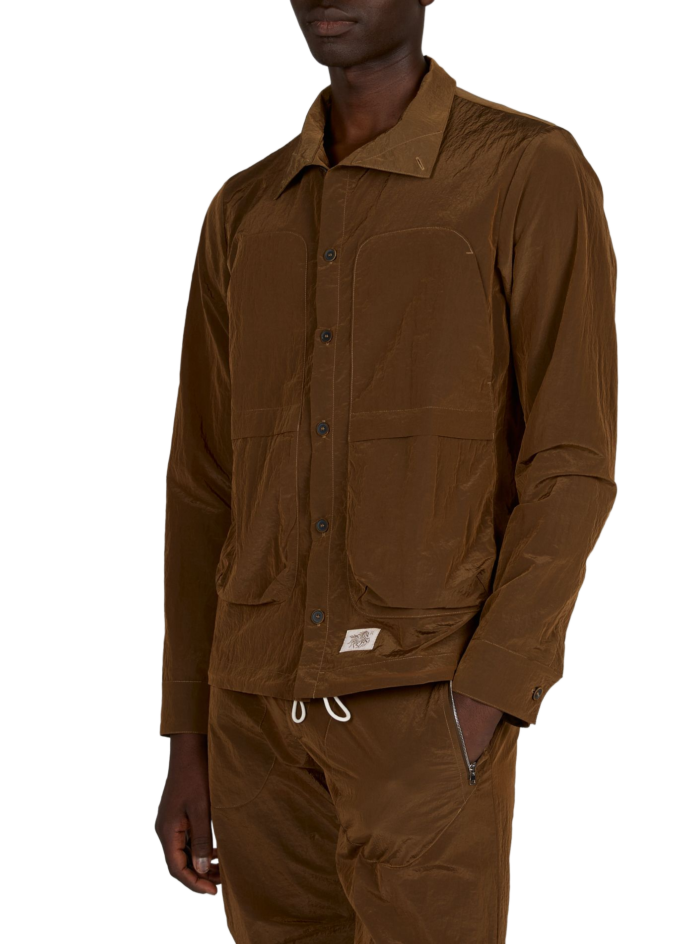 Veste texturée à col montant satinée RANRA Marron