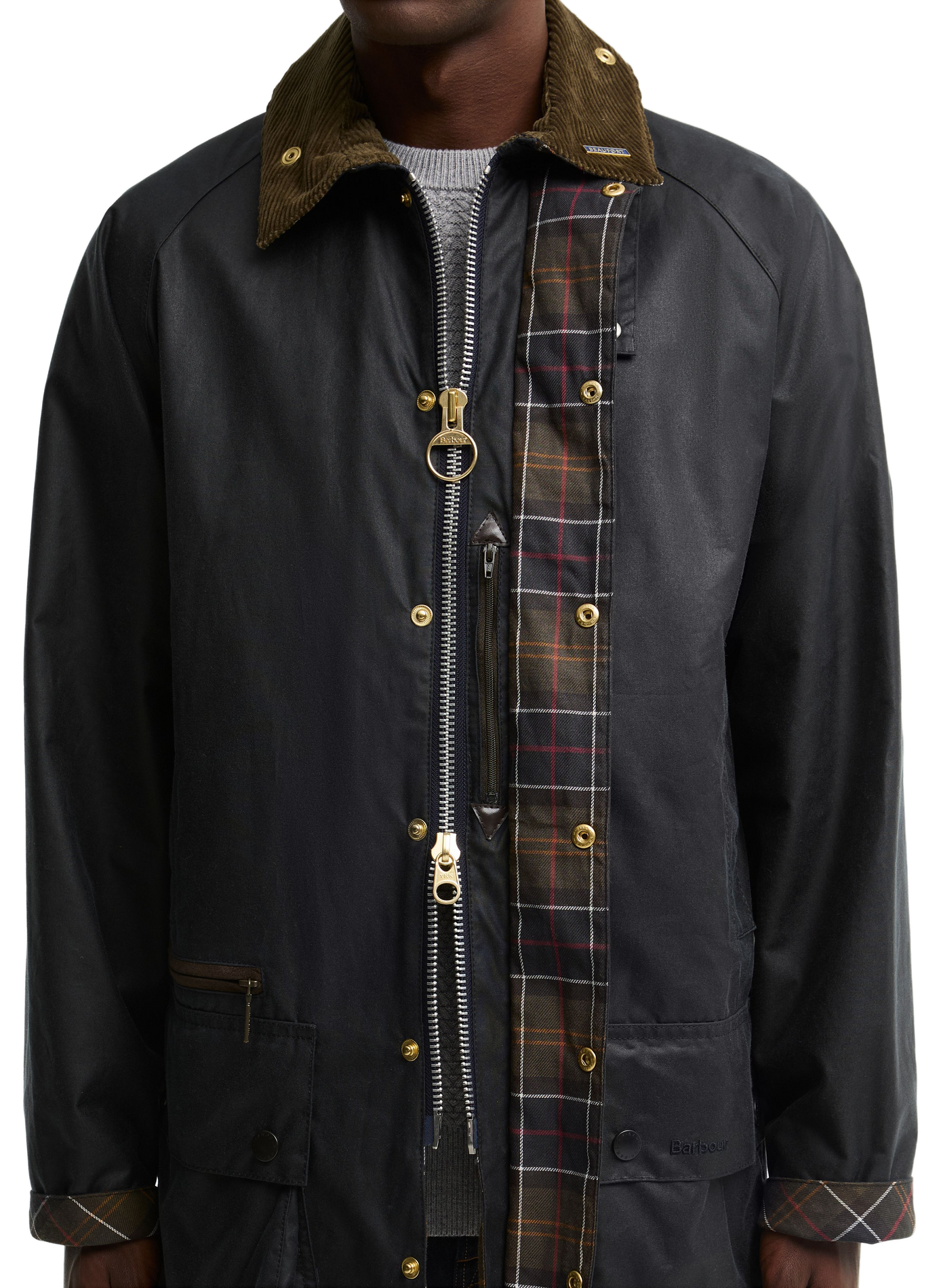 Wachsjacke Icons Beaufort aus Baumwolle BARBOUR Blau