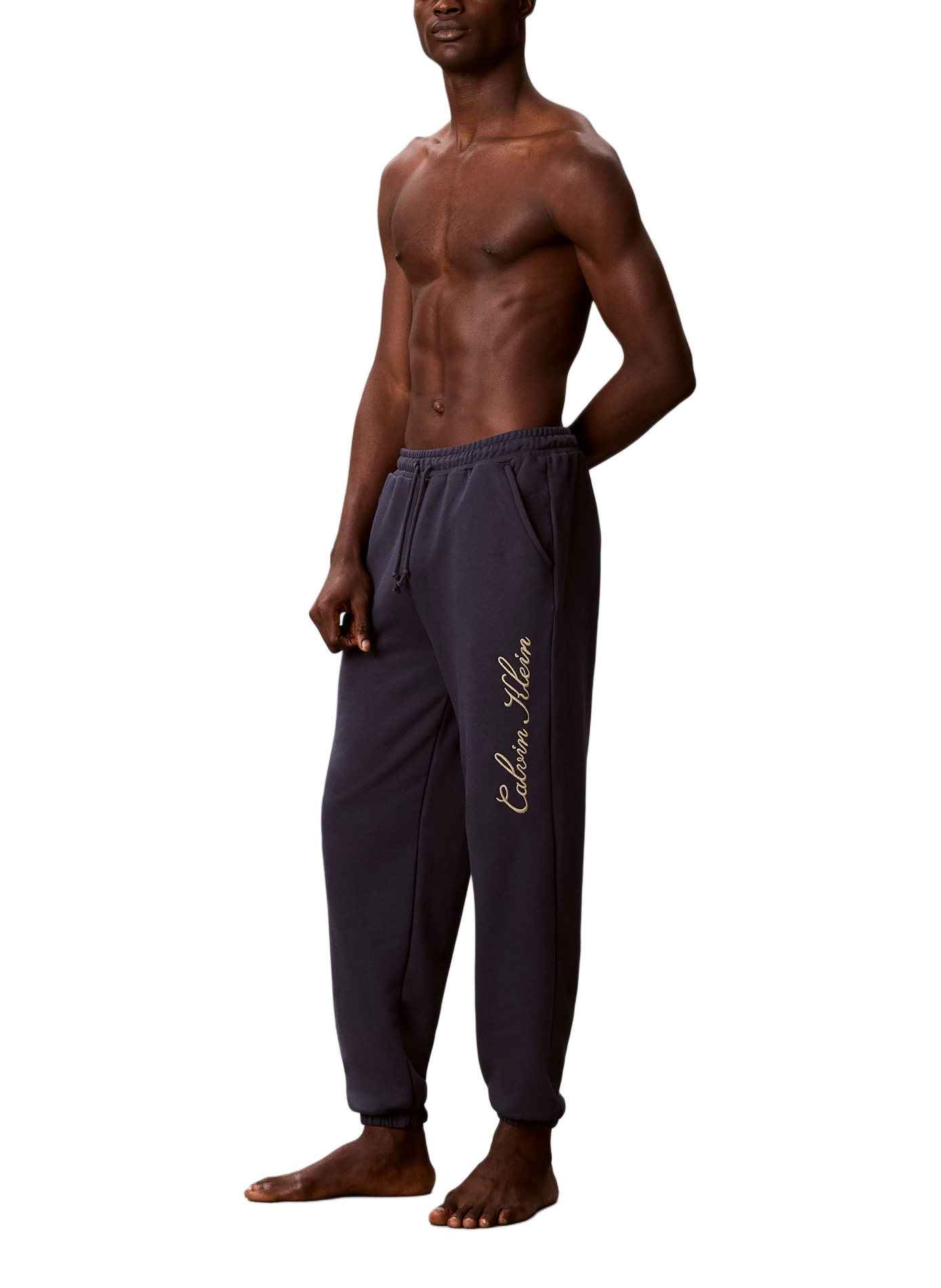 Pantalon de survêtement à logo en coton mélangé CALVIN KLEIN Bleu