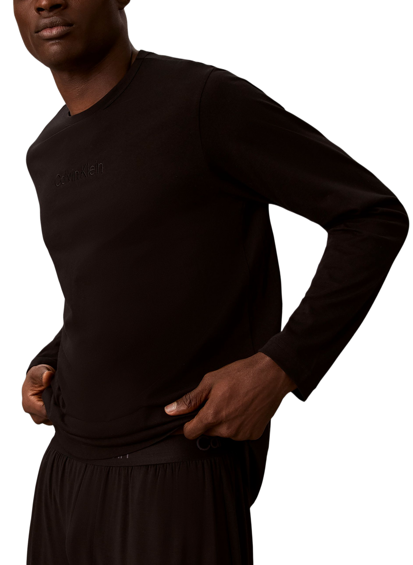 Pyjama-T-Shirt mit Baumwoll-Logo. CALVIN KLEIN Schwarz