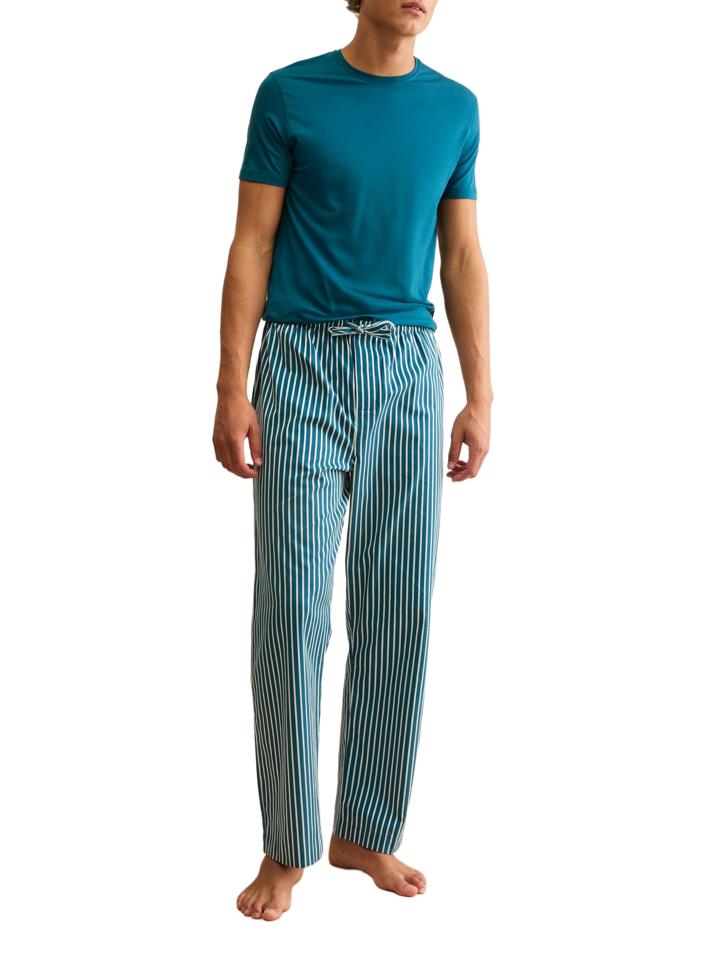 Pyjamahose mit Streifen aus Baumwolle DEREK ROSE Blau