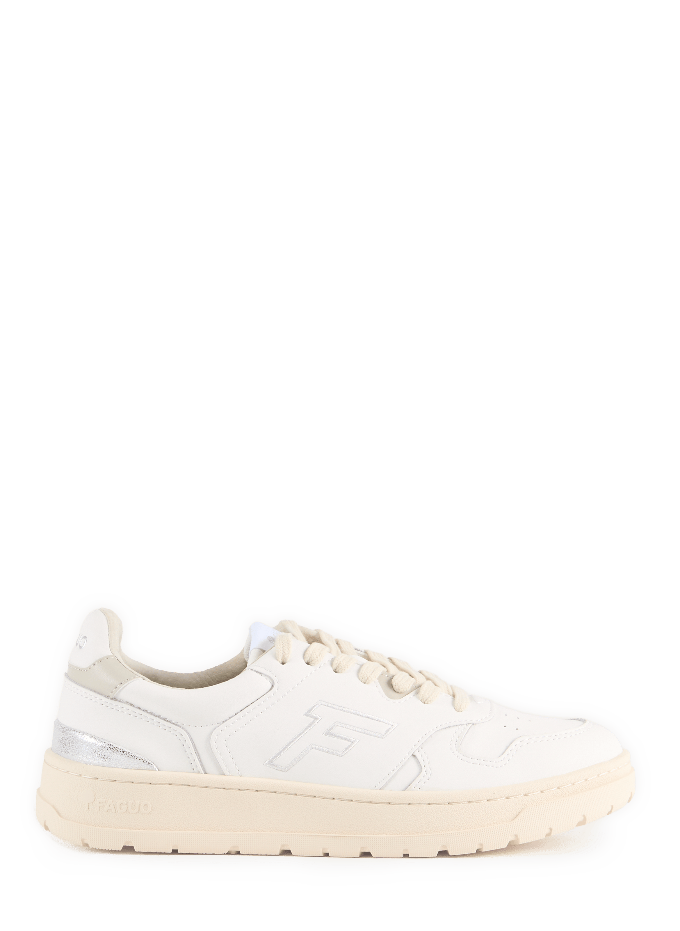 Mixed leather low-top sneakers FAGUO White