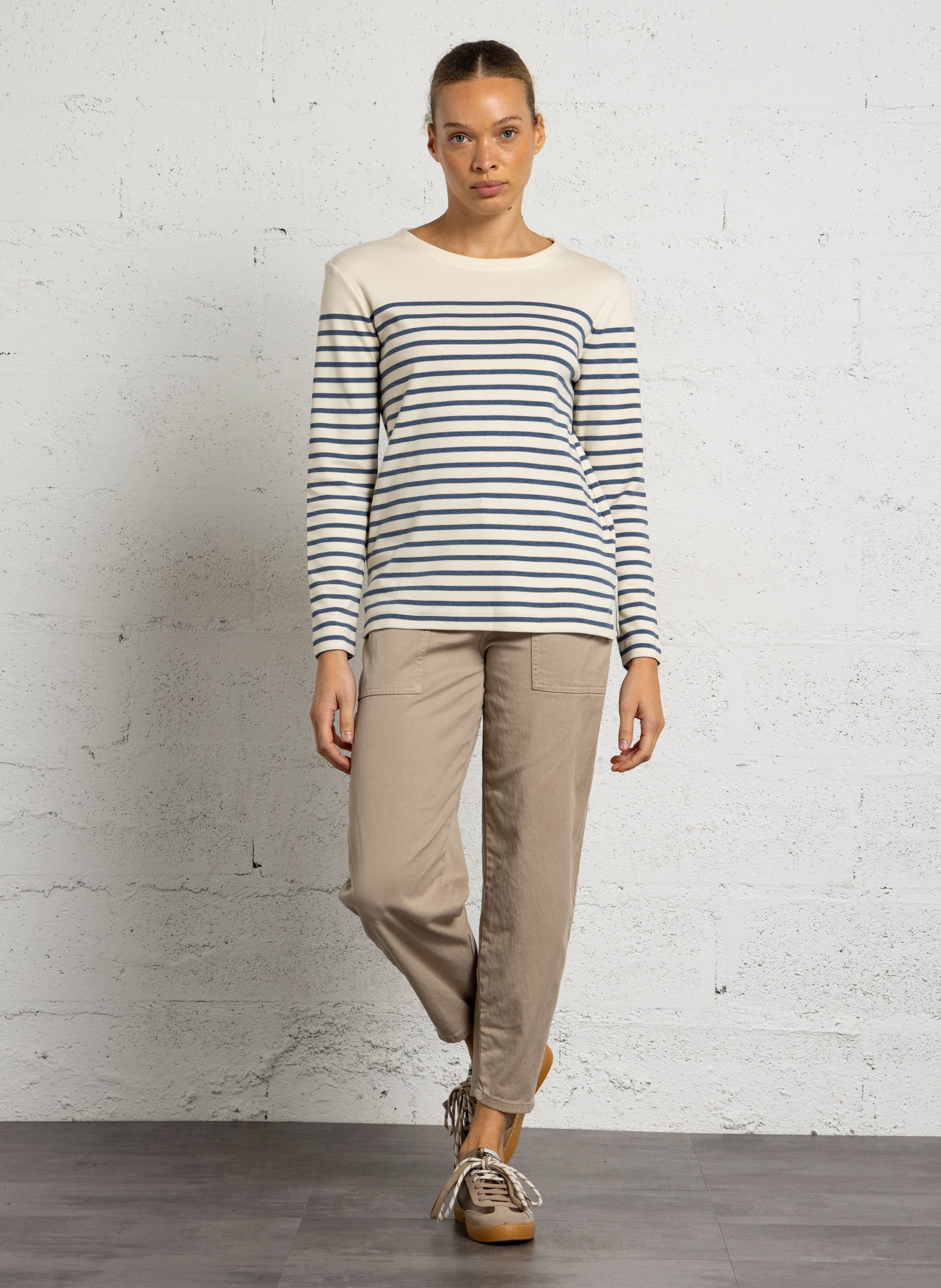 T-shirt met strepen en korte mouwen van katoen ARMOR-LUX Beige