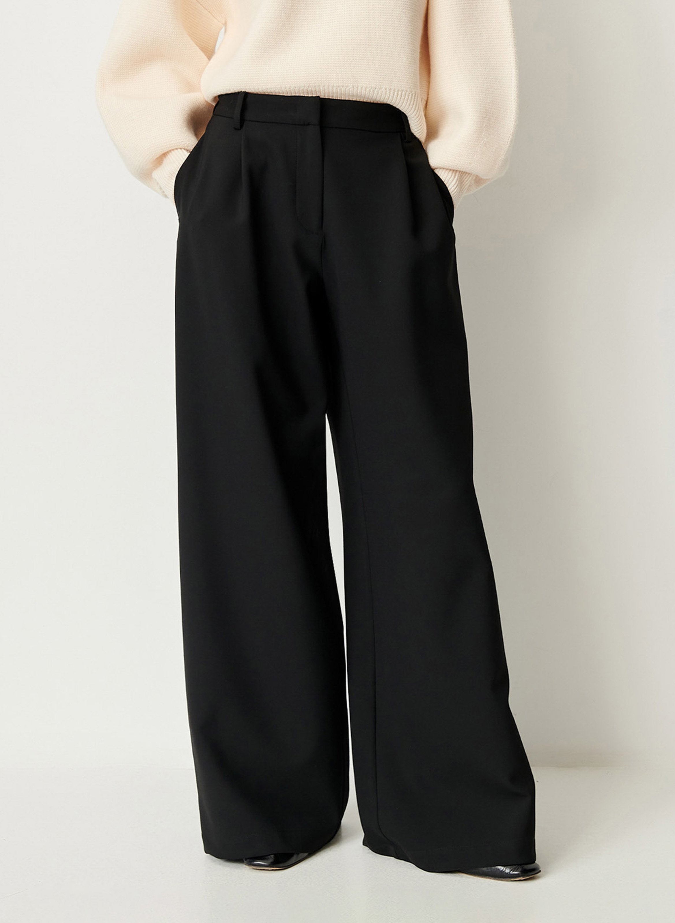 Pantalon fluide large satiné provenco SESSUN Noir