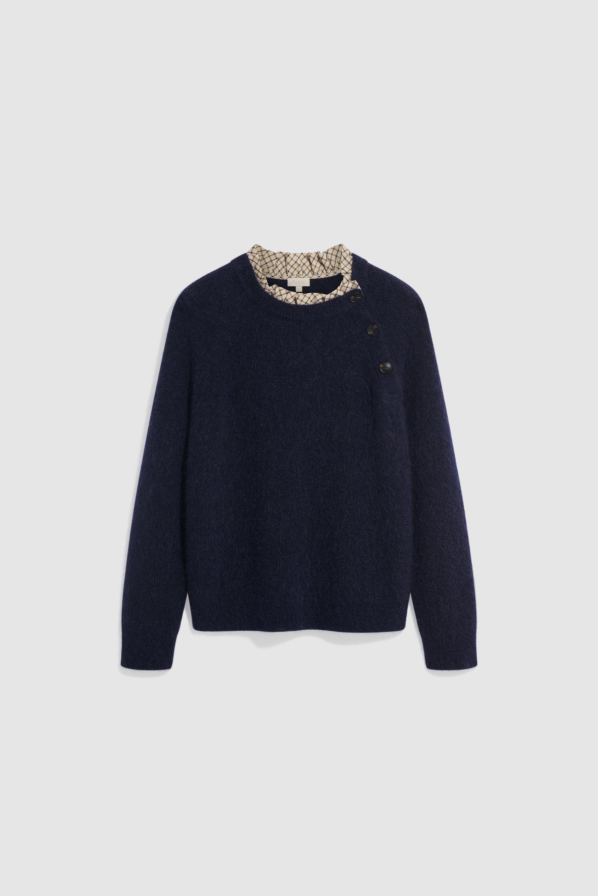 Pull en mohair à boutons et col brodé - ryla PABLO Bleu