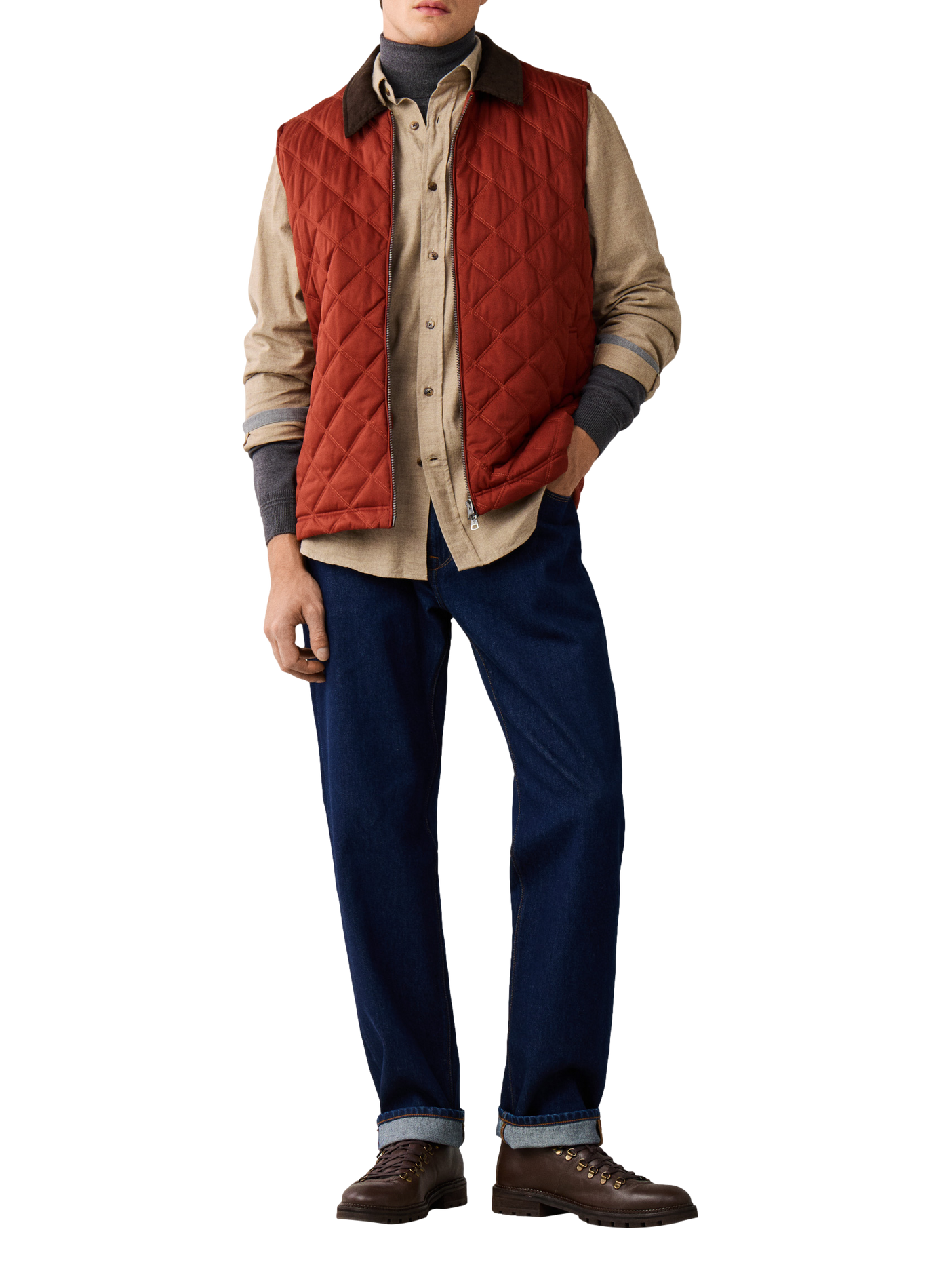Veste matelassée droite zippée FACONNABLE Brown