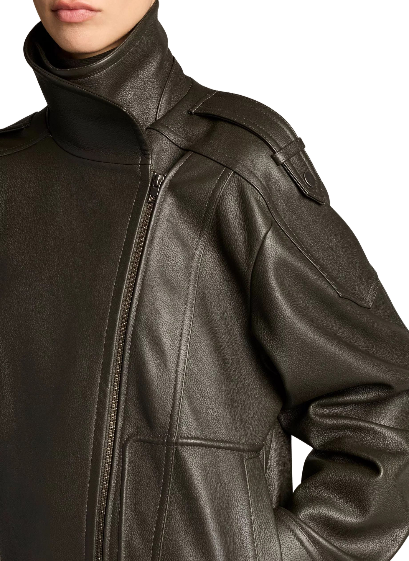 Veste de motard oversize en cuir VINCE Vert