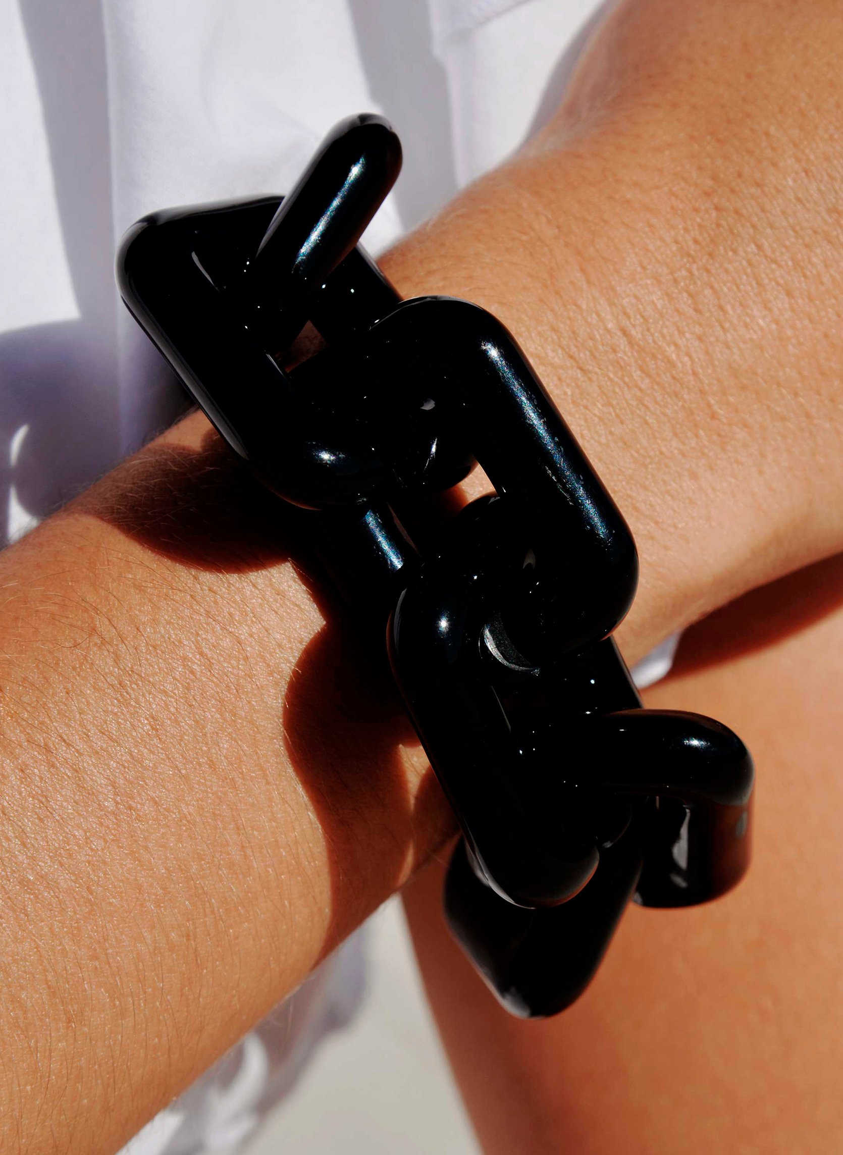 Bracelet grosse maille léger en aluminium booba HIPANEMA Noir