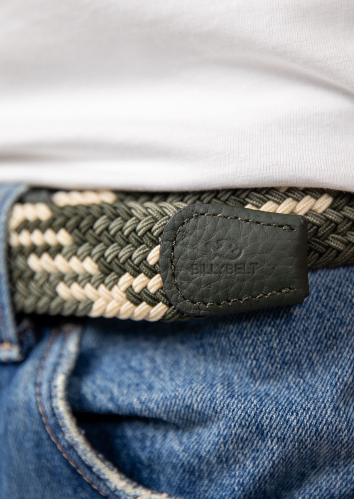 Ceinture tressée élastique multicolore BILLYBELT Vert