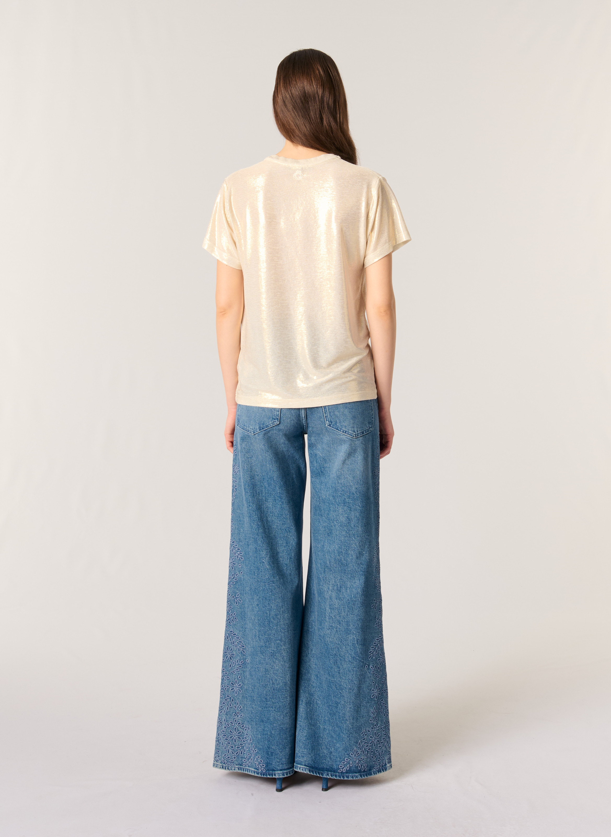 Top col rond MAJE Doré