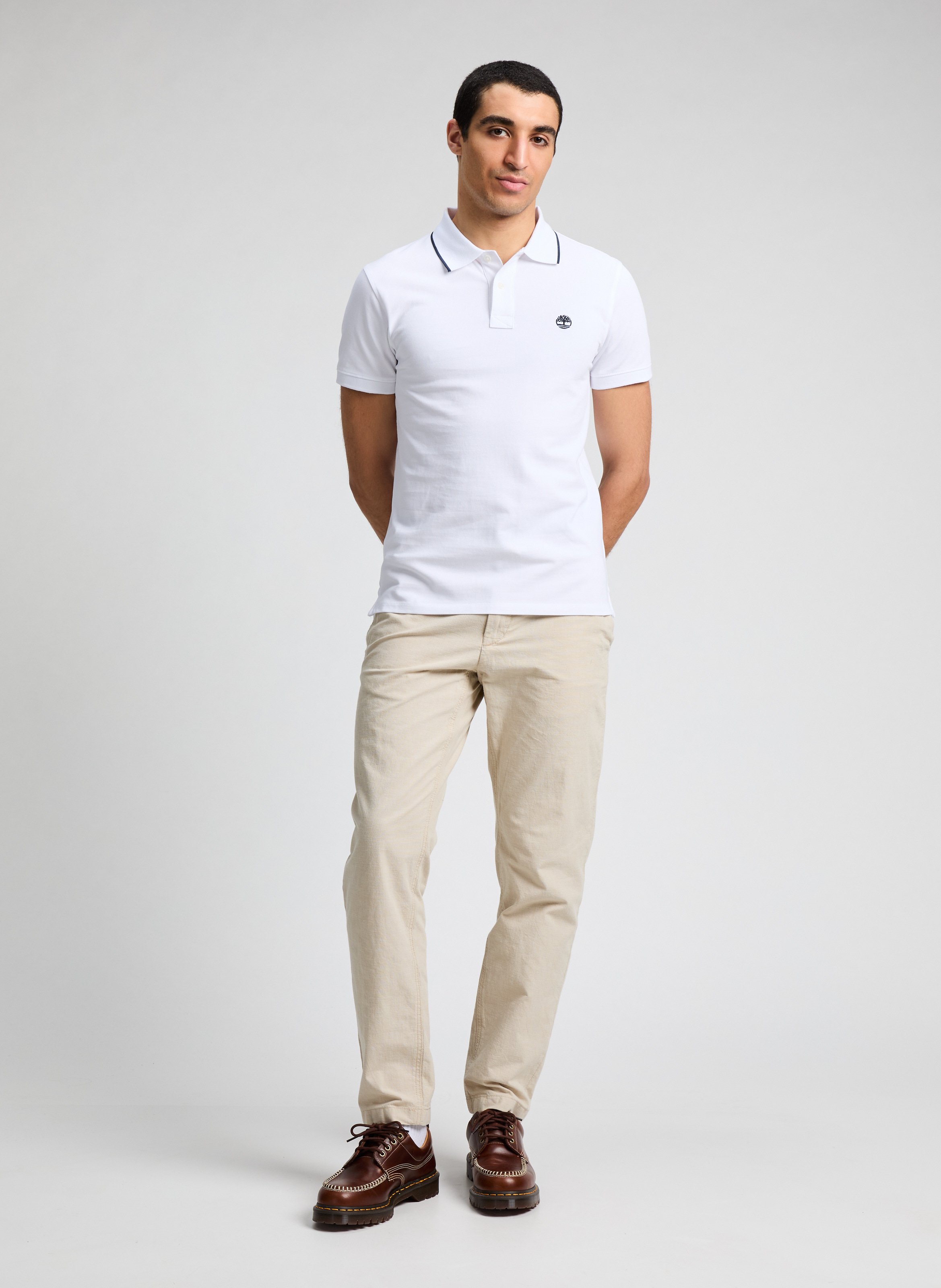 Polo manches courtes en coton TIMBERLAND Blanc