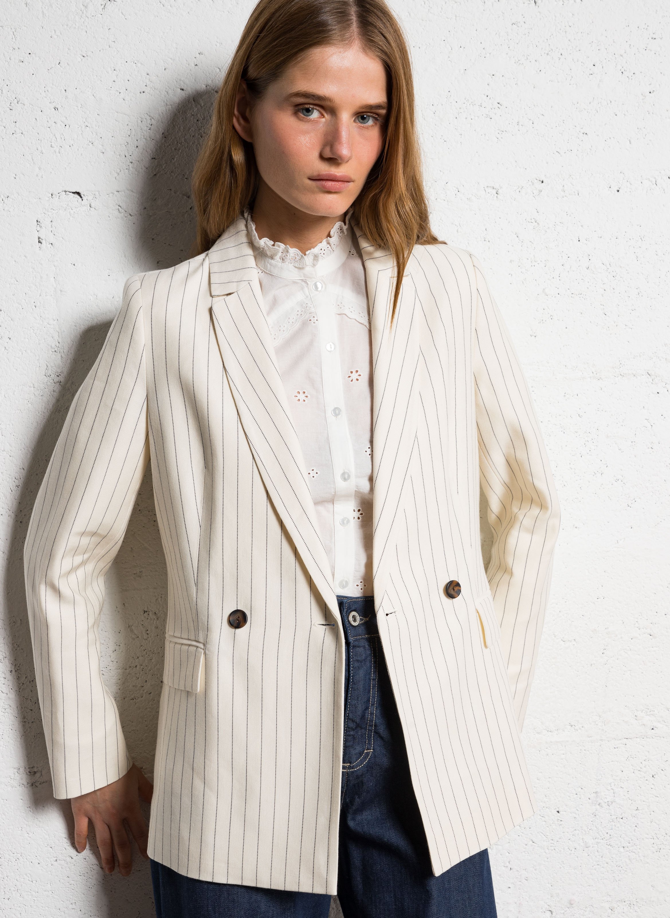 Femme Veste 123 Soldes Veste De Tailleur Droit à Rayures Bess