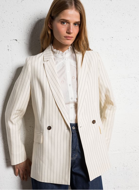 Femme Veste 123 Soldes Veste De Tailleur Droit à Rayures Bess