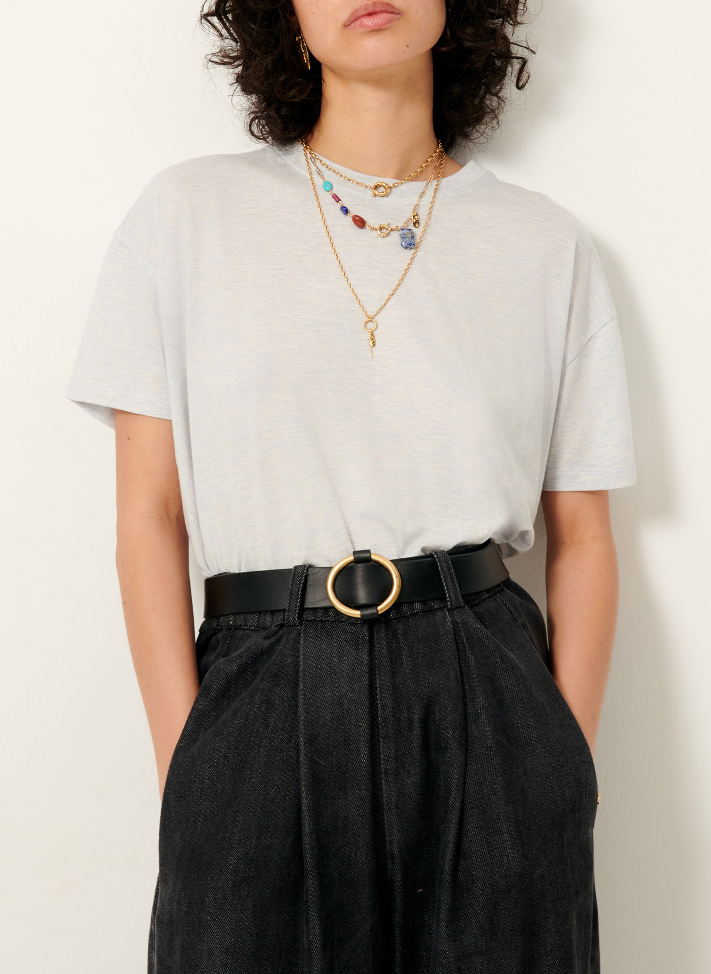 Ceinture cuir boucle ronde tisao SESSUN Noir