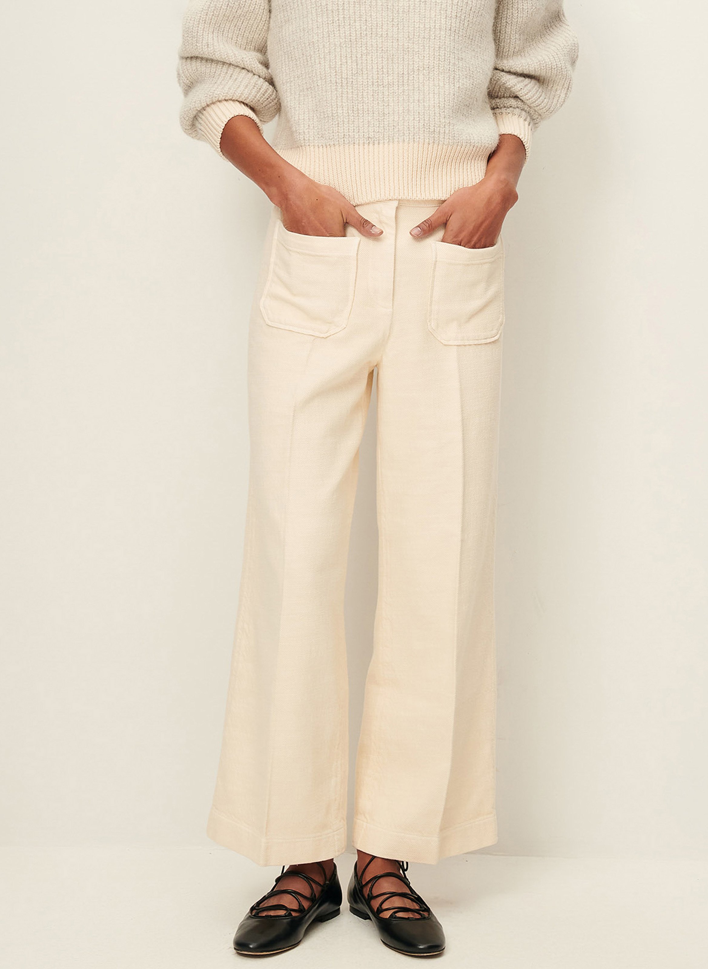 Pantalon droit plissé et texturé en coton hendrick SESSUN Beige