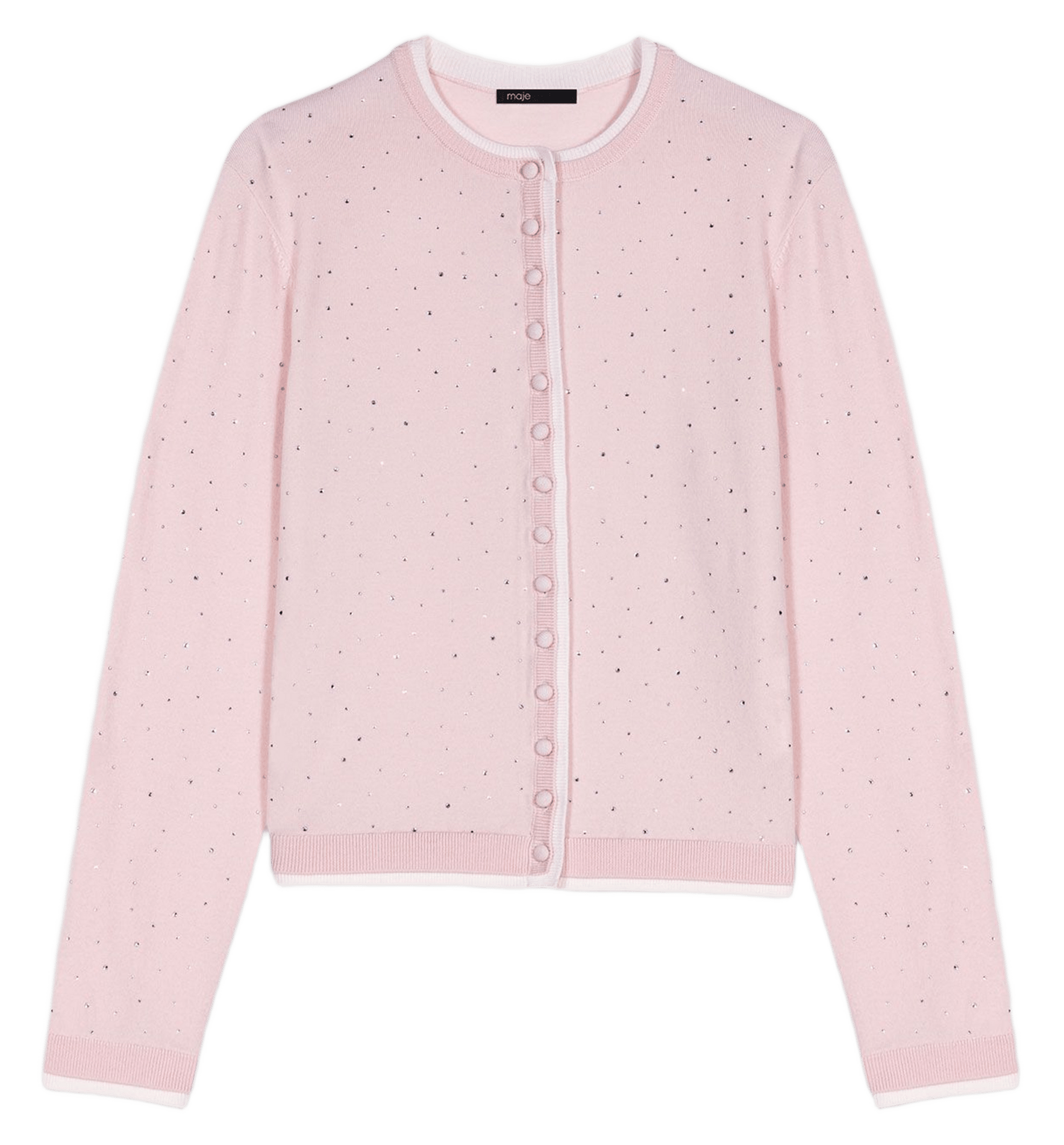 Cardigan droit en laine mélangée Rose