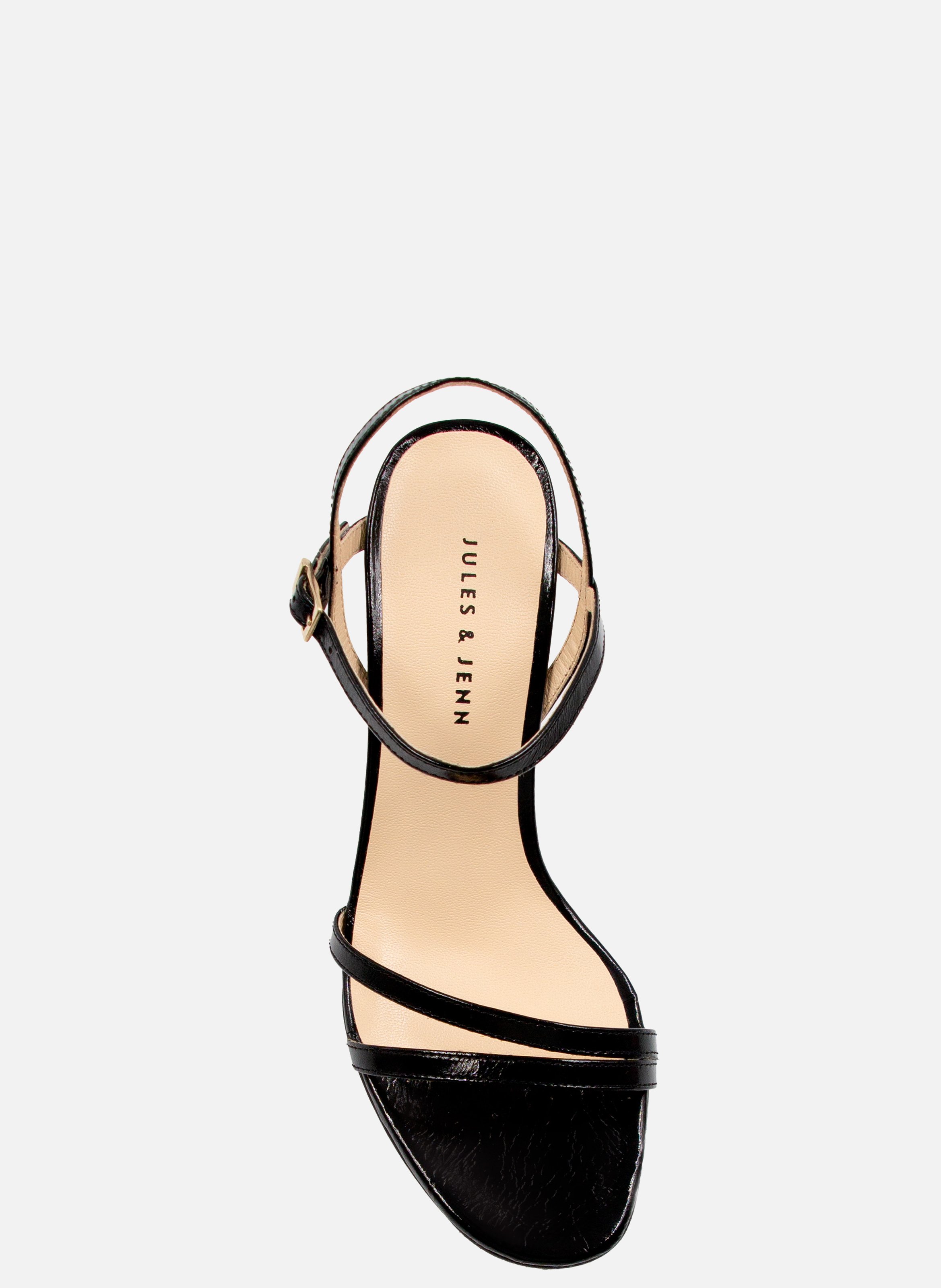 Sandales talon épurées cuir vernis JULES & JENN Noir