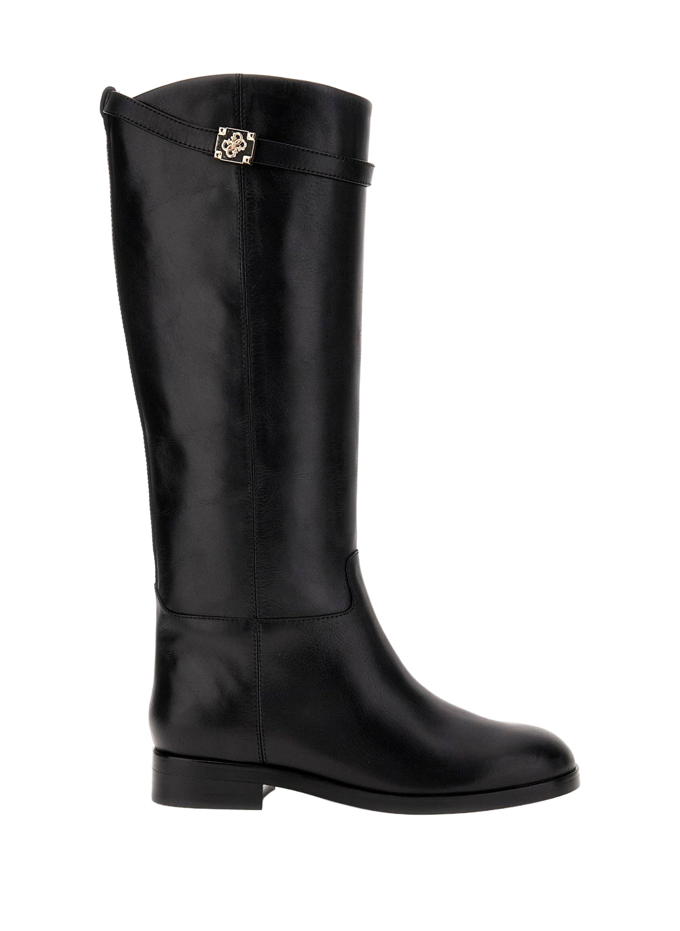 GUESS Bottes hautes en cuir de vache Noir