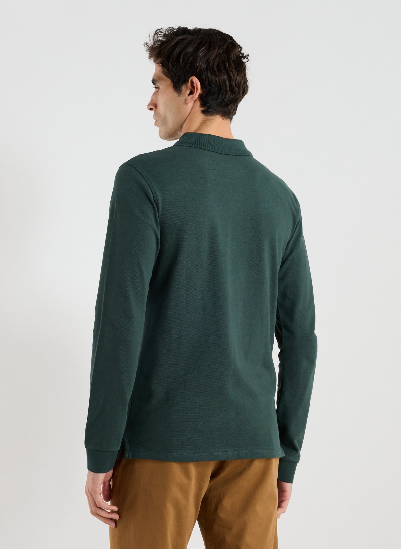 Long-sleeved cotton polo shirt TIMBERLAND Green