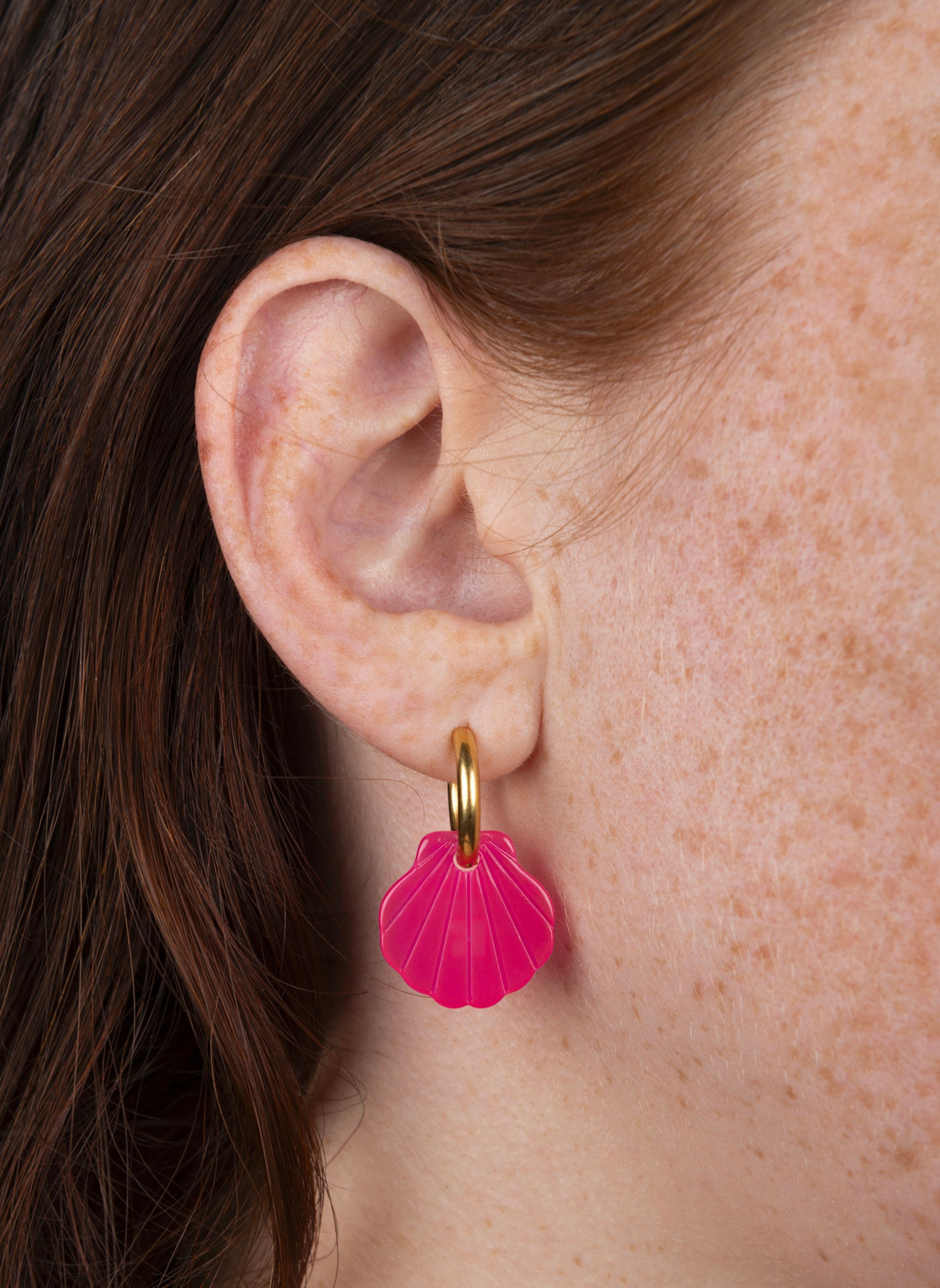 Boucles d'oreilles baby mermaid avec anneaux en acier inoxydable doré Rose