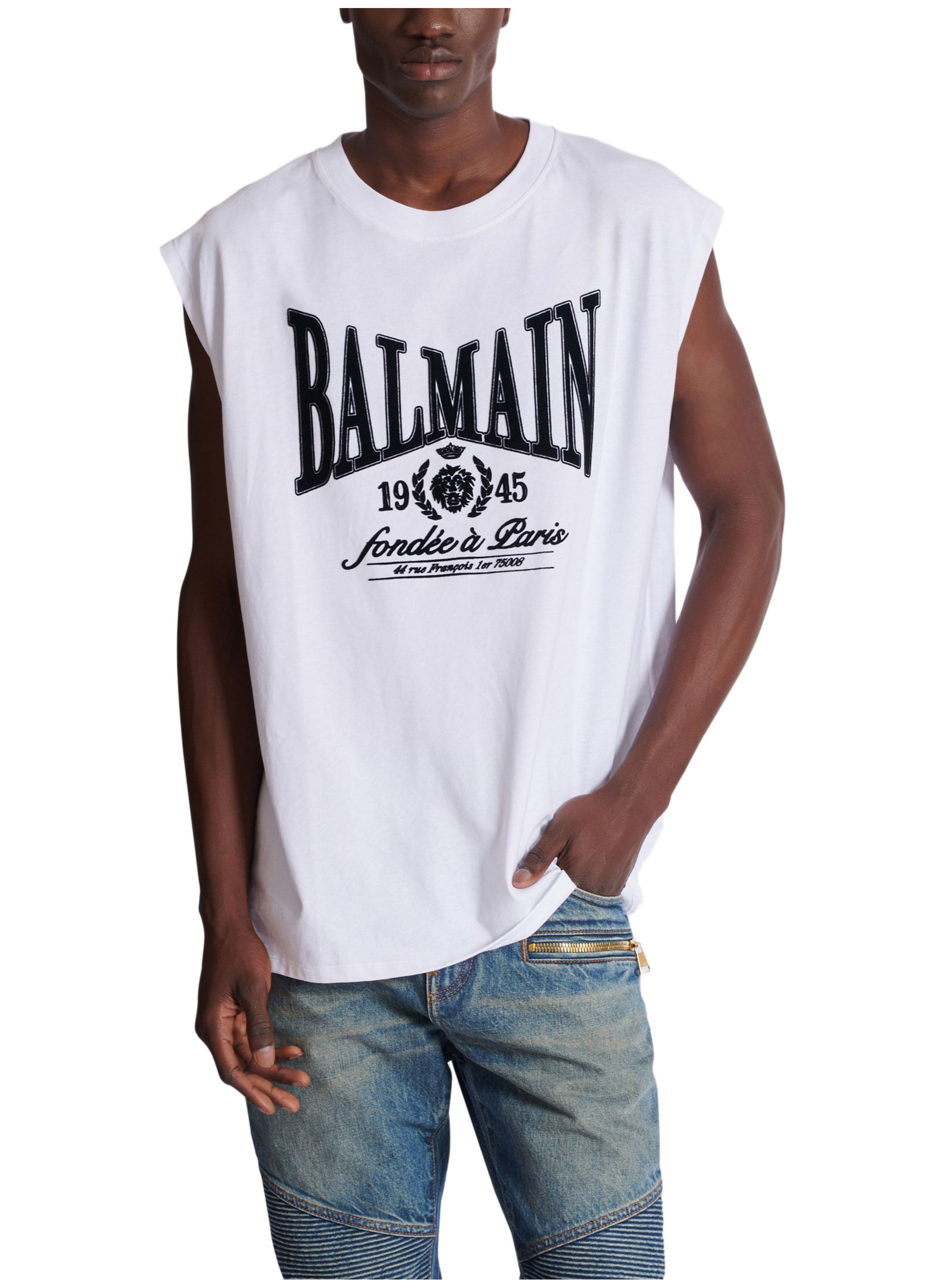 Débardeur décontracté avec imprimé BALMAIN Blanc
