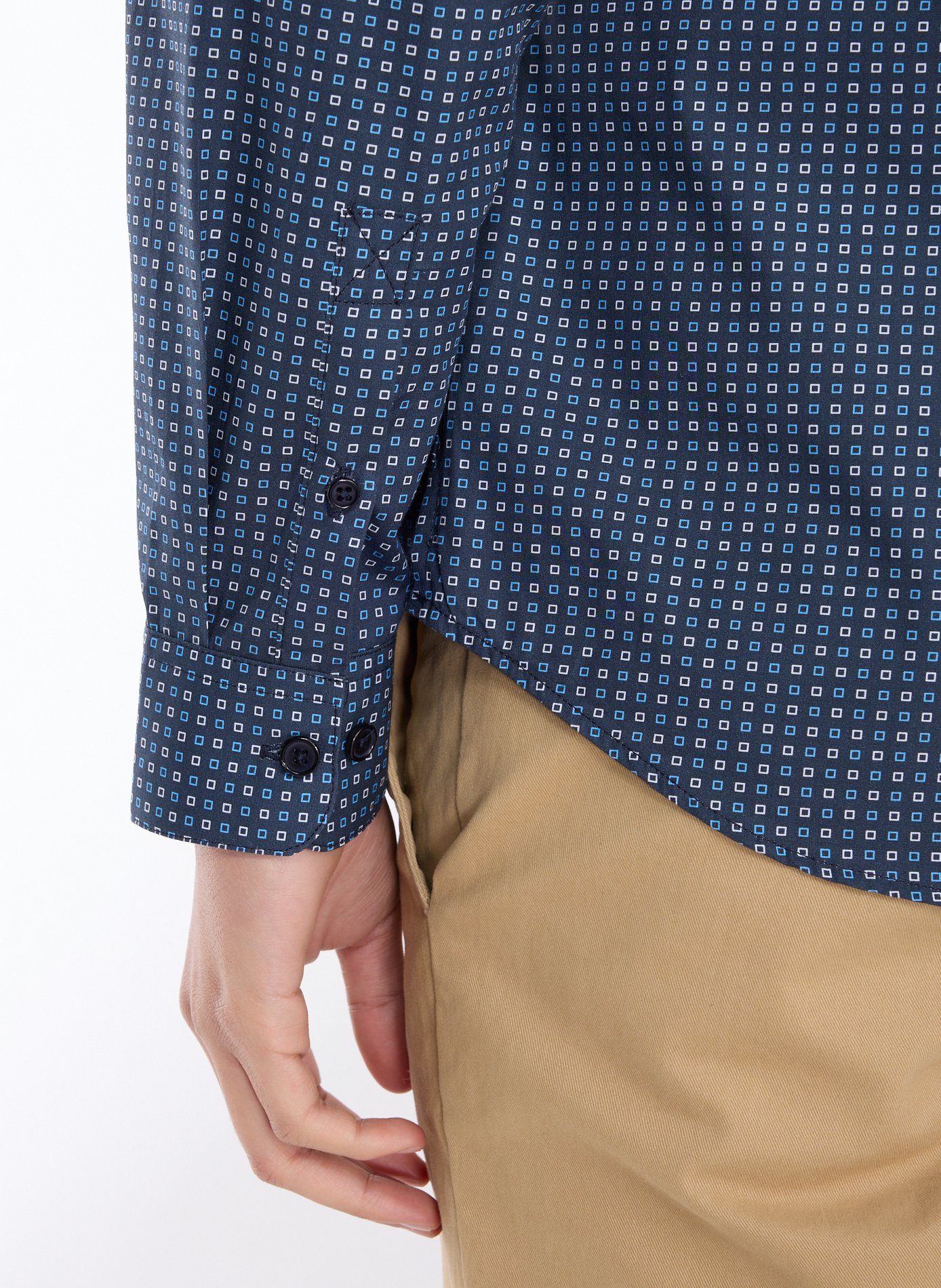 Chemise col classique manches contrastantes en coton AU PRINTEMPS PARIS Blue