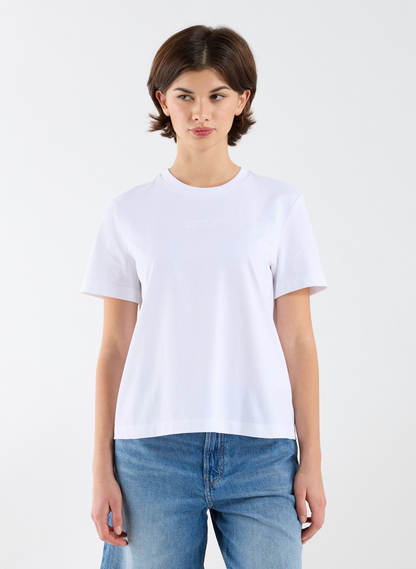 CALVIN KLEIN T-shirt col rond en coton Blanc