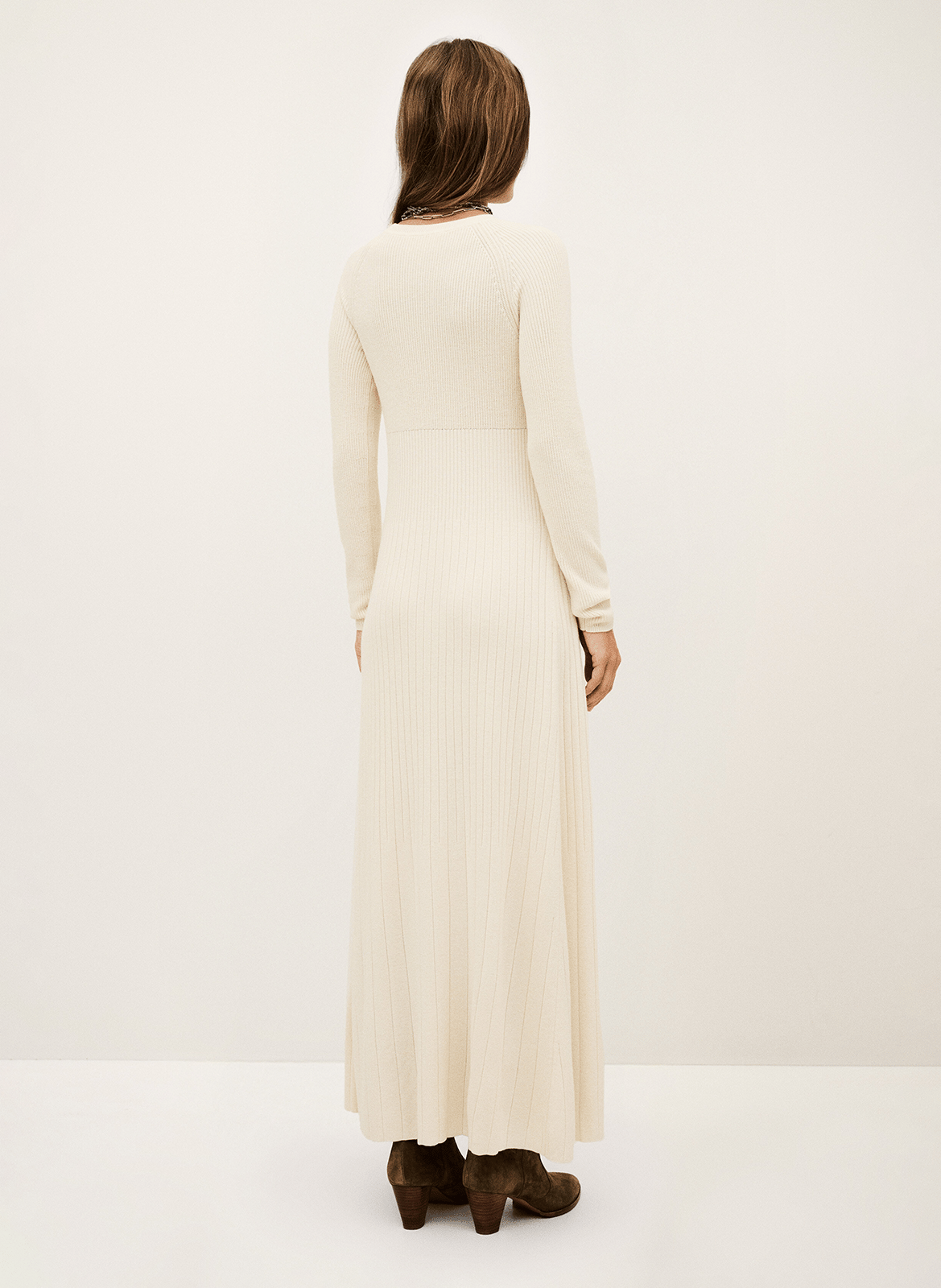 Robe longue col rond en laine mélangée elise BA&SH Beige