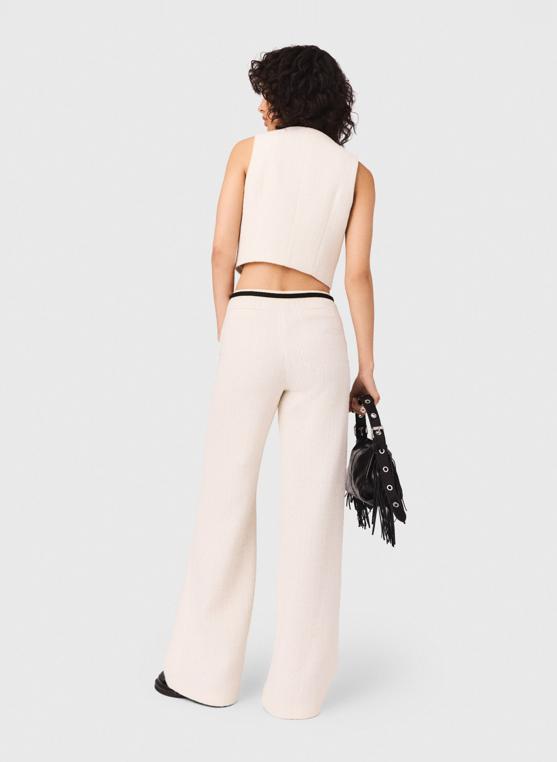 Pantalon large en coton mélangé MAJE Beige