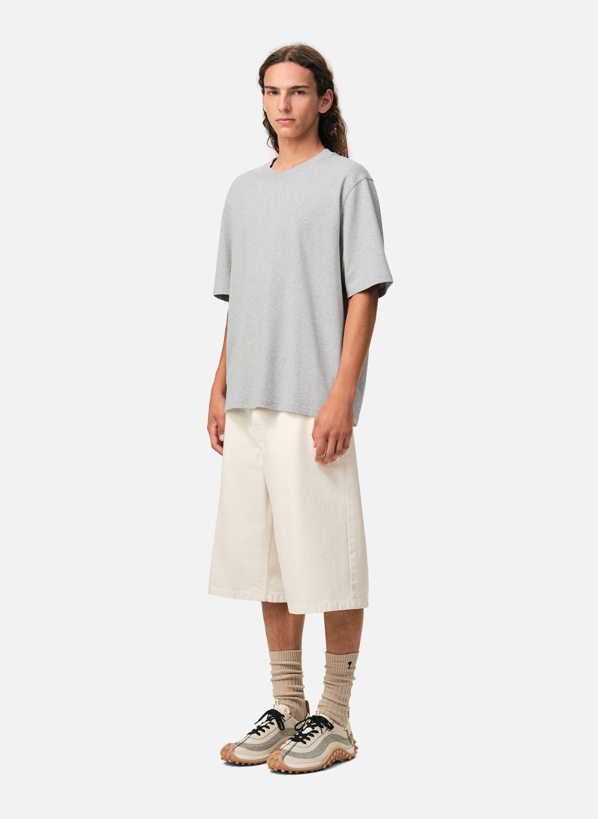 T-shirt unisexe en coton ami de coeur embossé AMI PARIS Gris