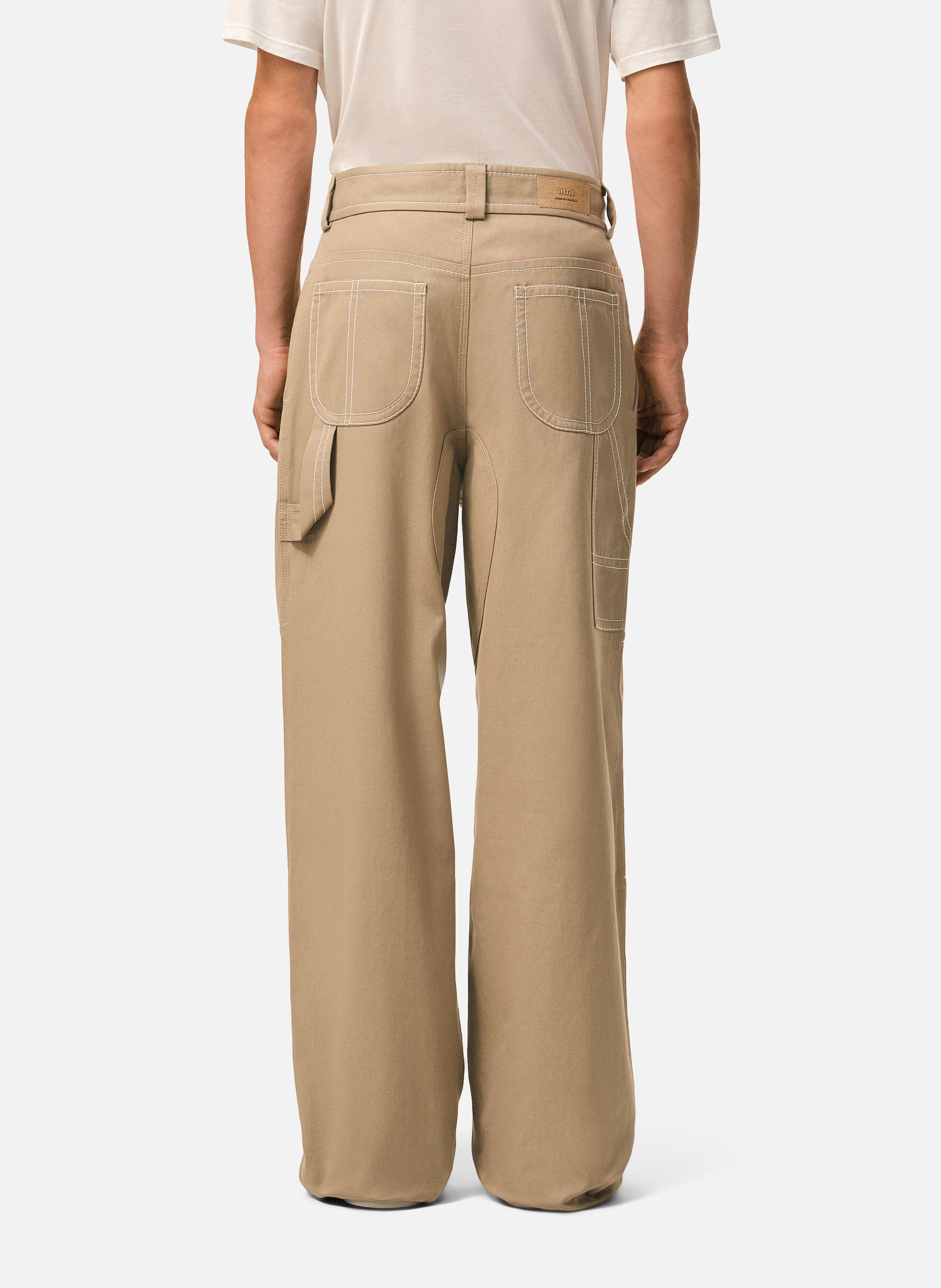 Pantalon worker en coton AMI PARIS Beige