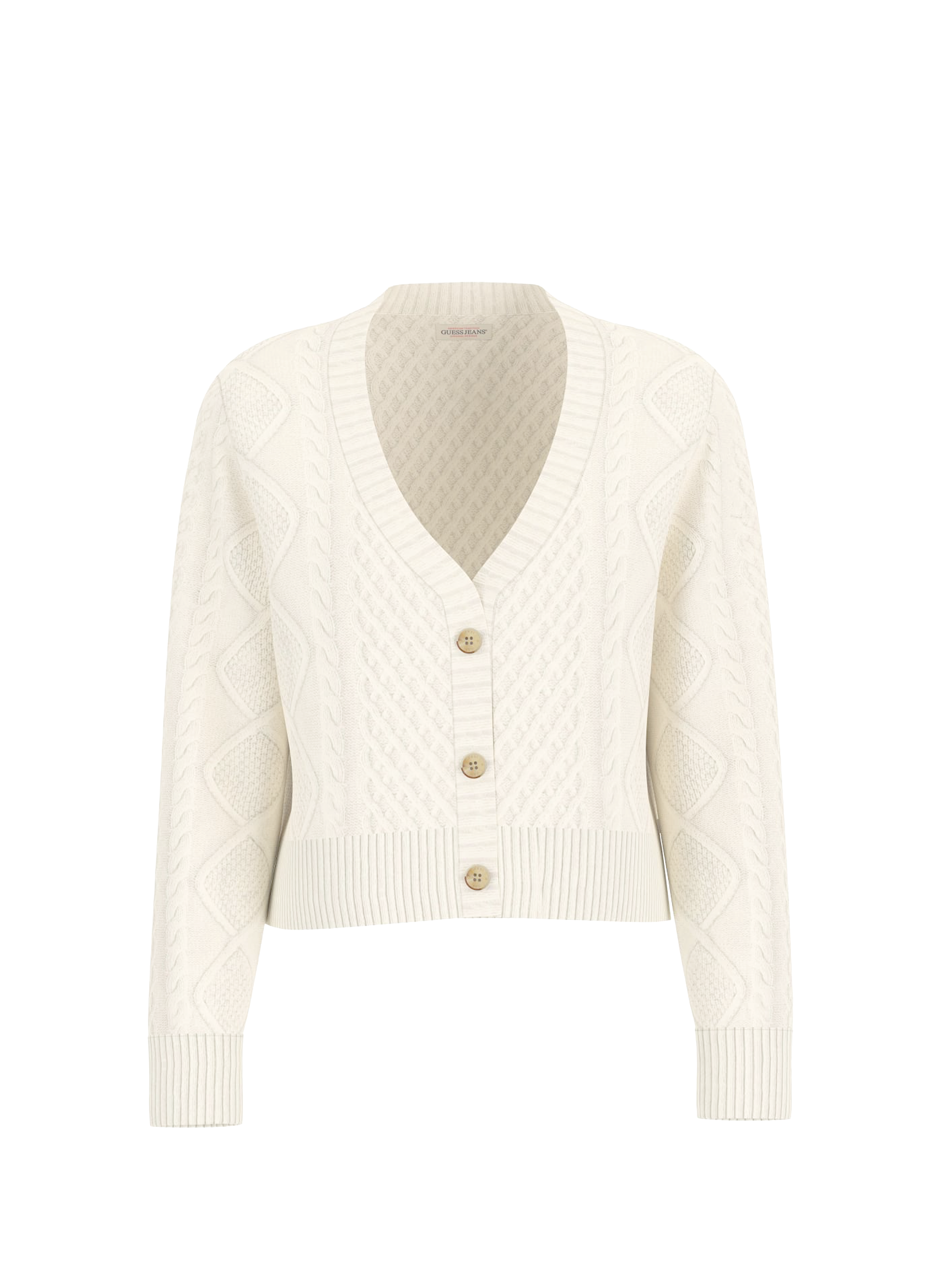 Cardigan en coton et laine mélangée GUESS Beige