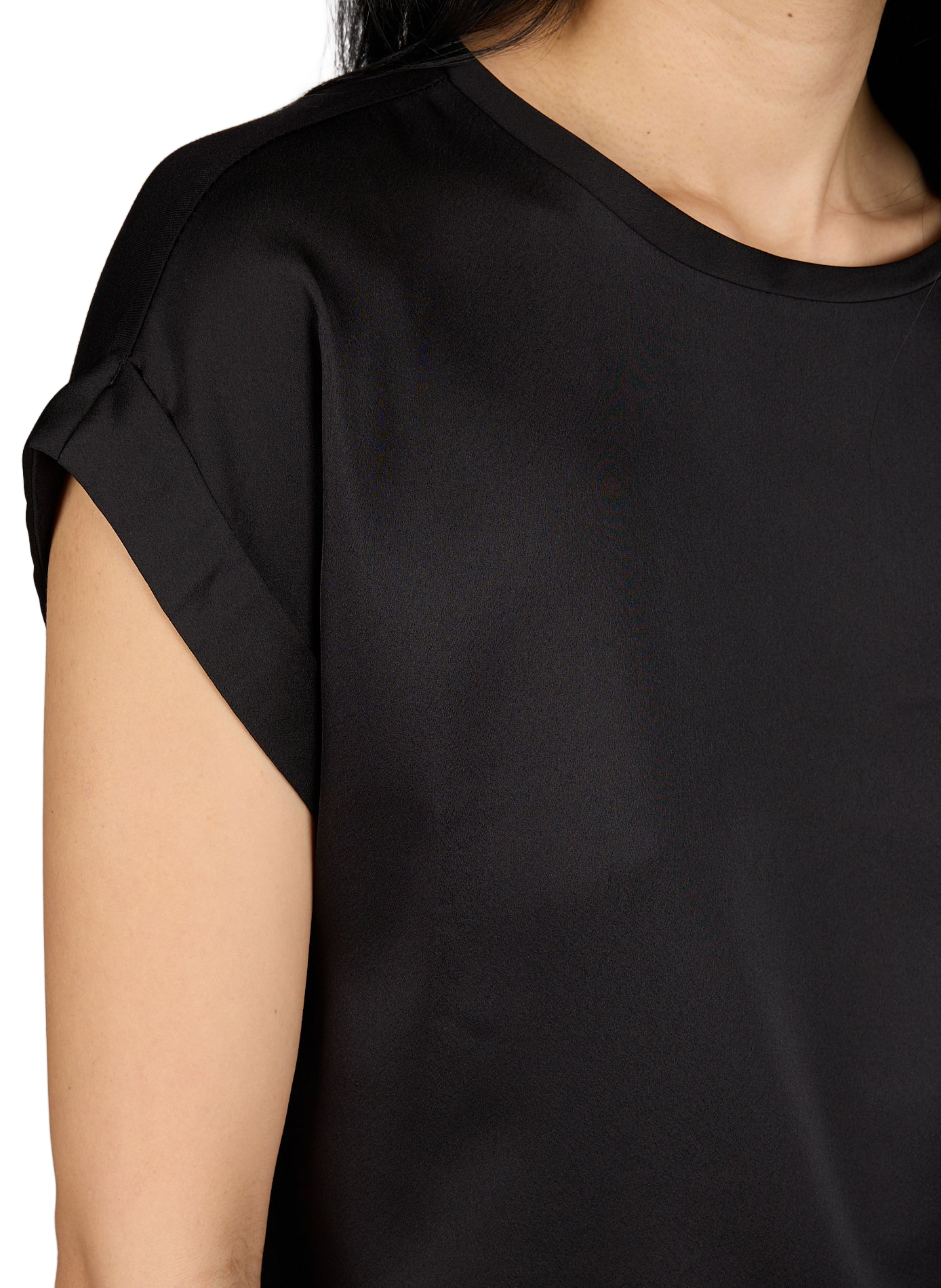 Flowy satin solid color t-shirt VILA Black
