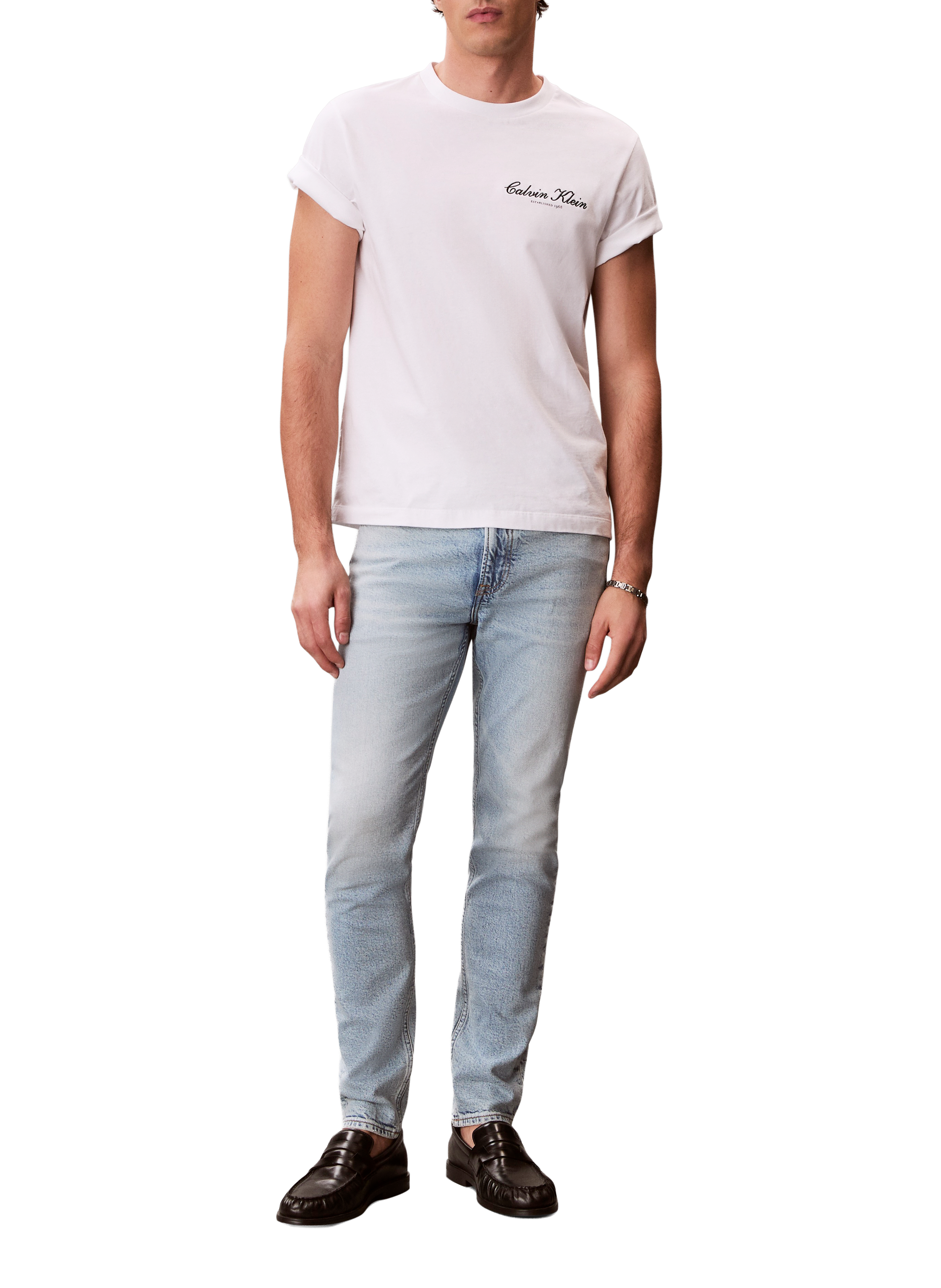 Slim fit jeans in washed cotton denim CALVIN KLEIN Blue