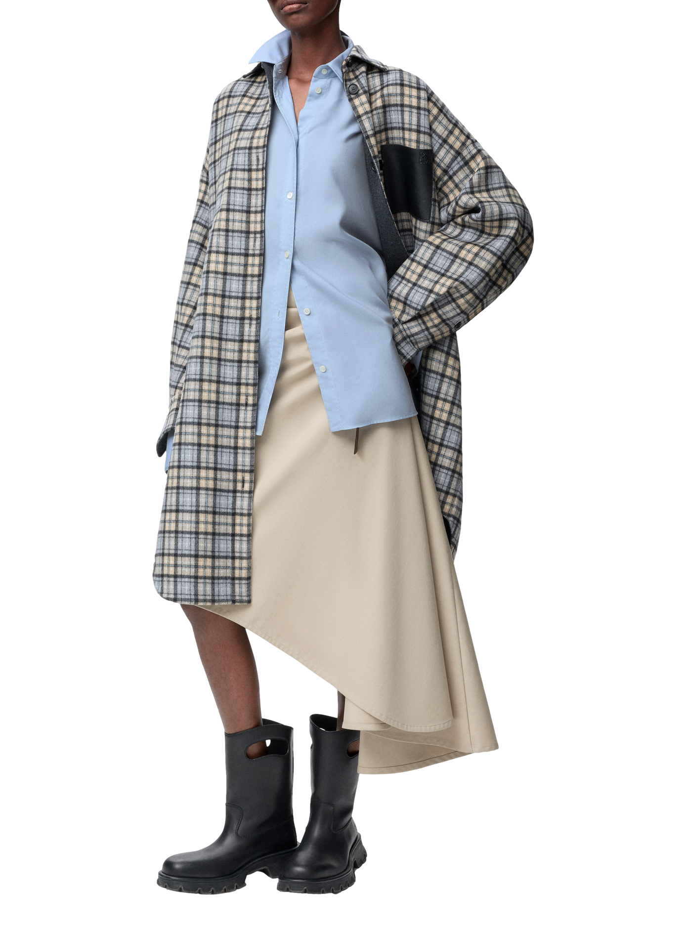 Chemise drapée en laine et soie LOEWE Bleu