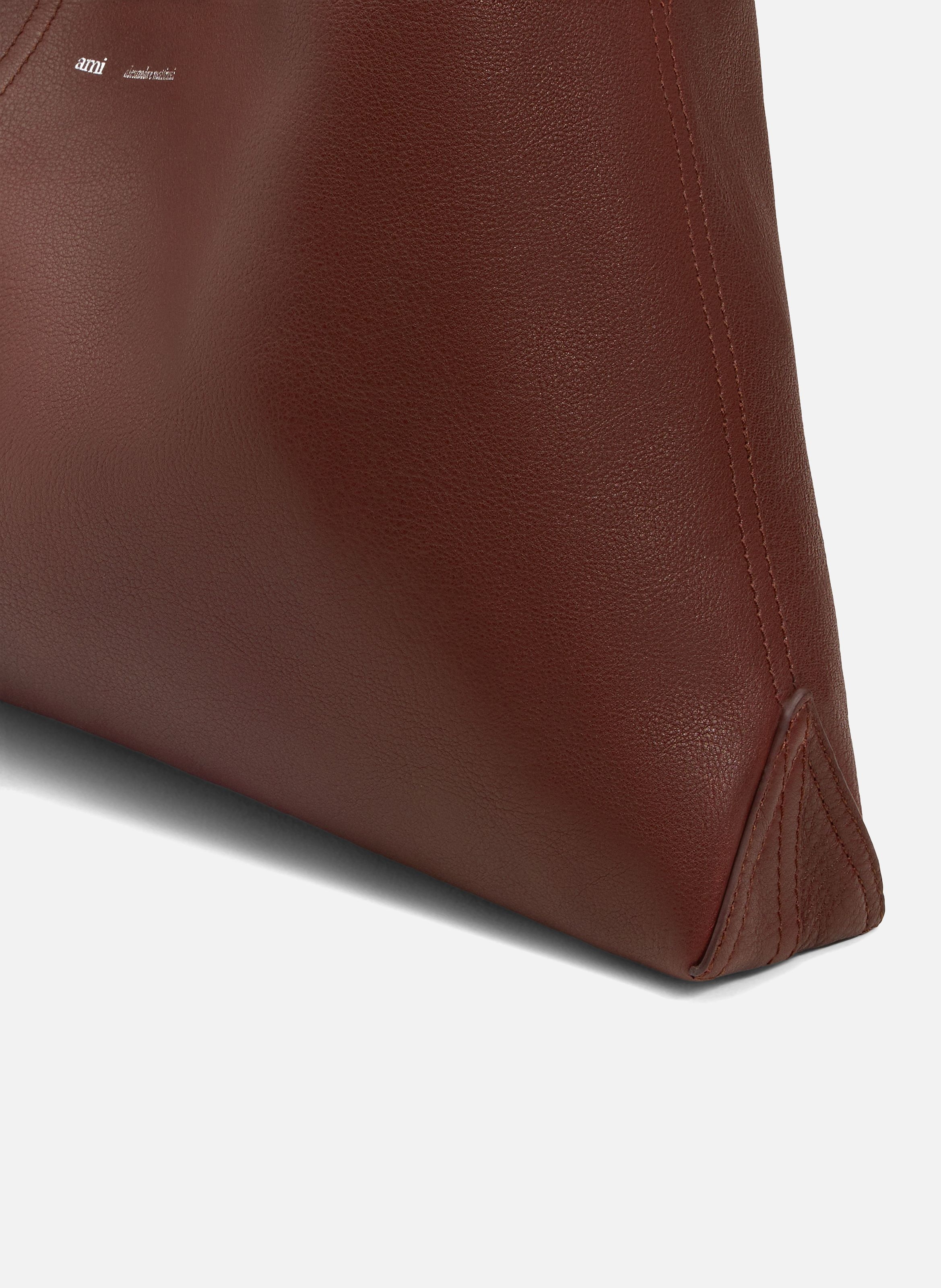 Sac porté epaule etienne en cuir souple unisexe AMI PARIS Rouge