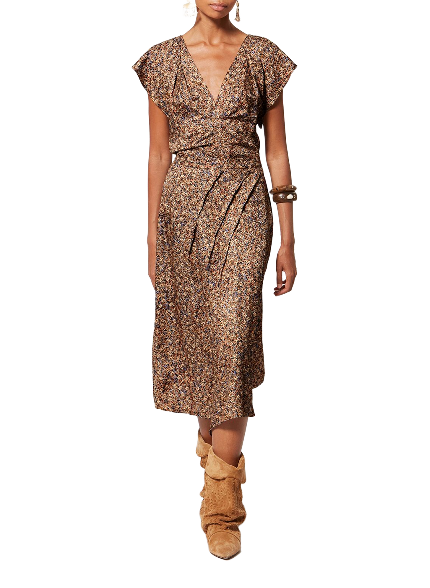 Floral silk jacquard draped top ISABEL MARANT White