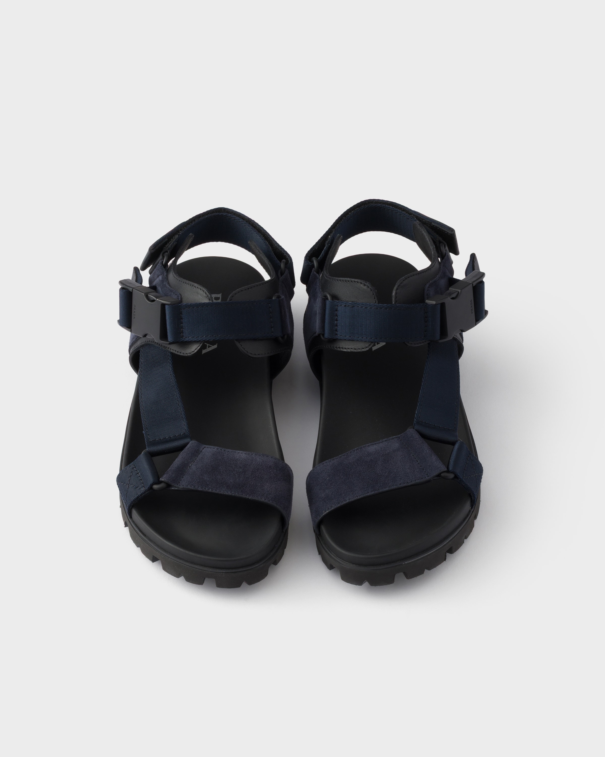 Sandale sportive en veau velours et toile PRADA Bleu