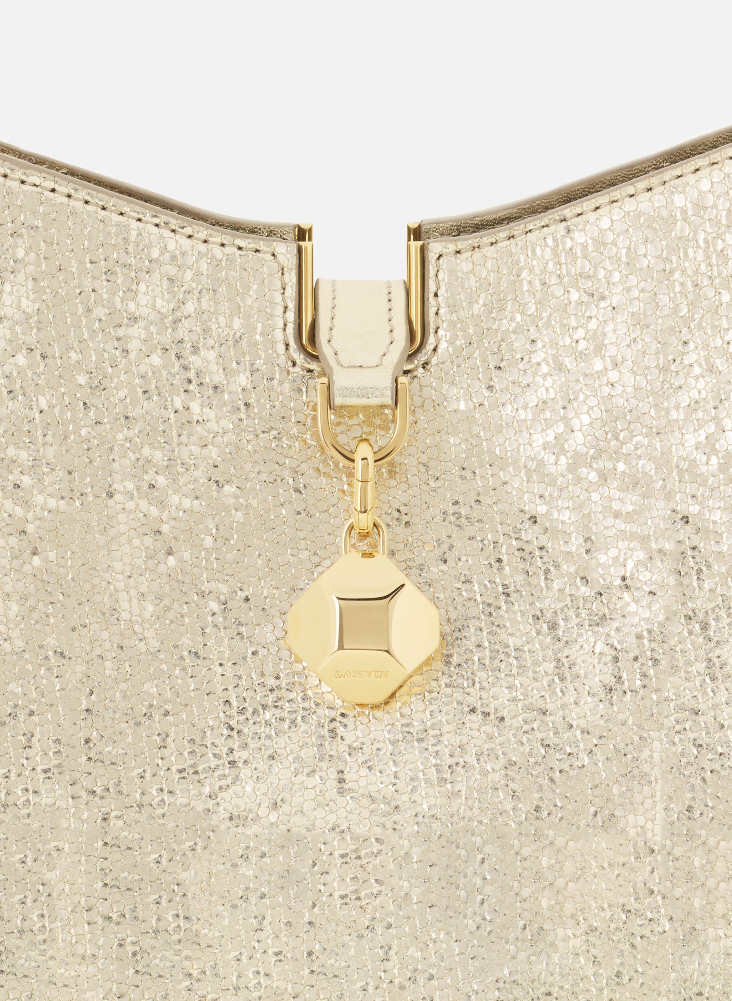 Sac seau nano catch by lanvin en cuir métallisé craquelé LANVIN Argent