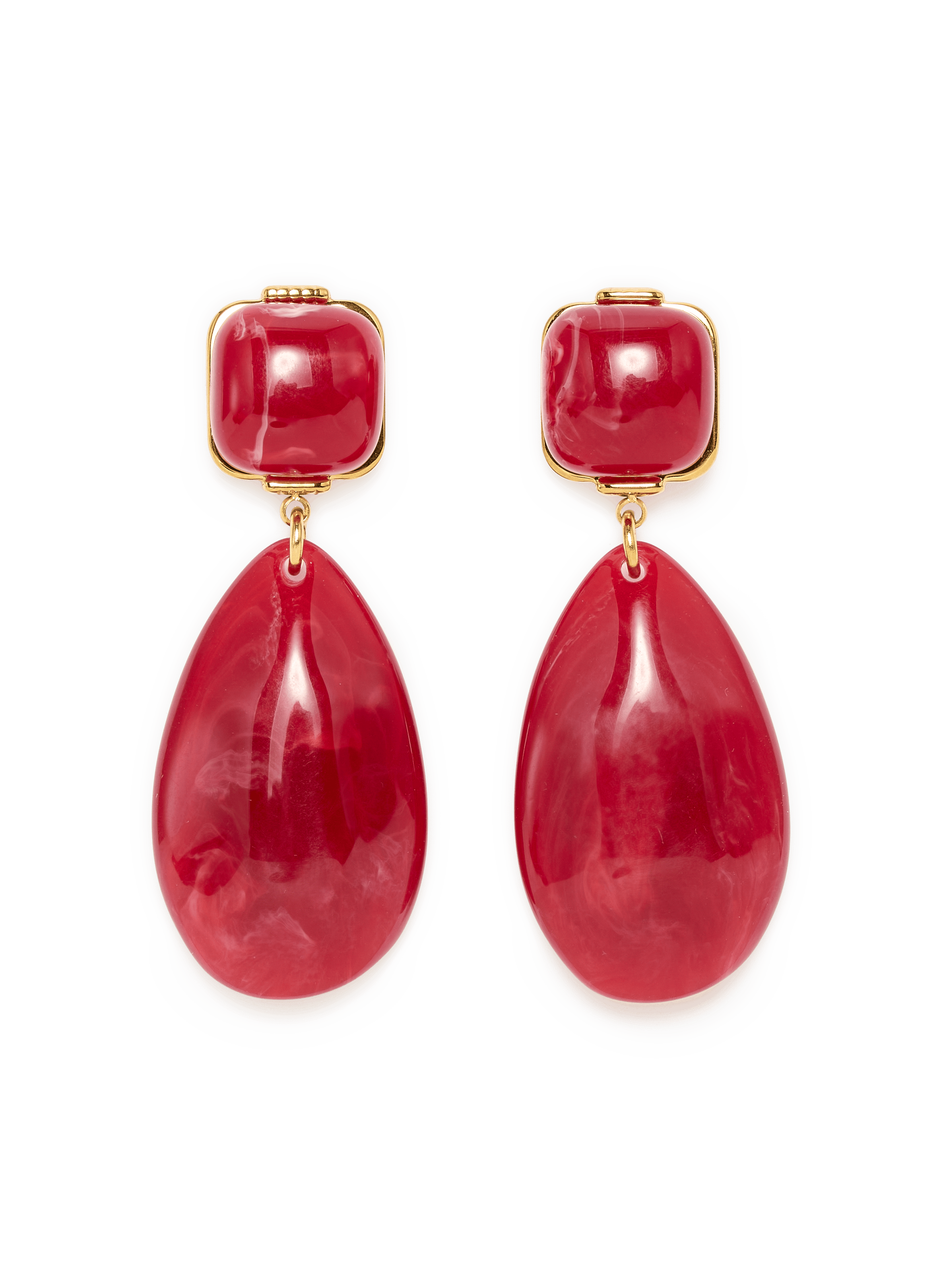Boucles d'oreilles en résine AU PRINTEMPS PARIS Rouge