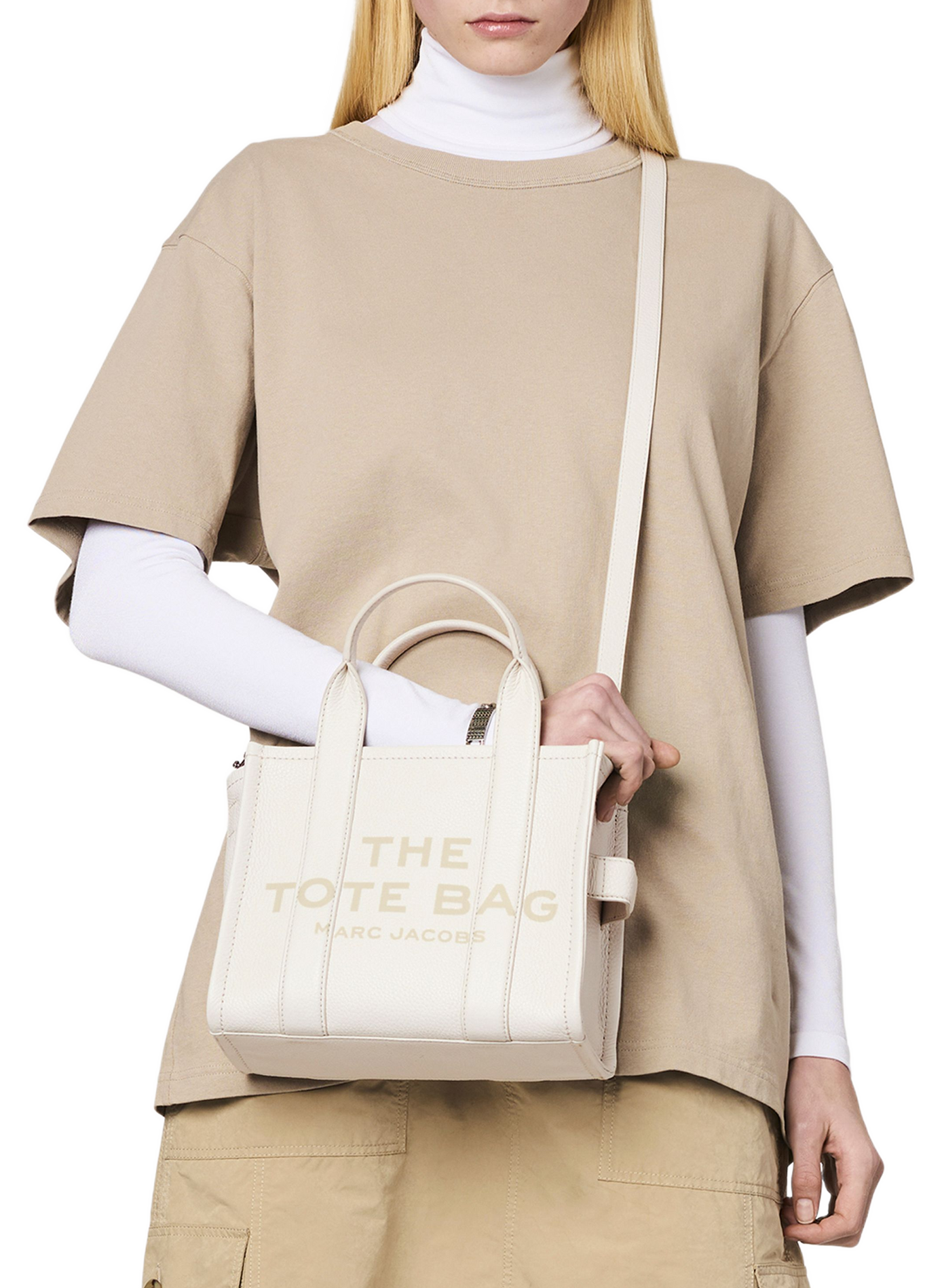 The Tote mini leather tote bag MARC JACOBS Silver
