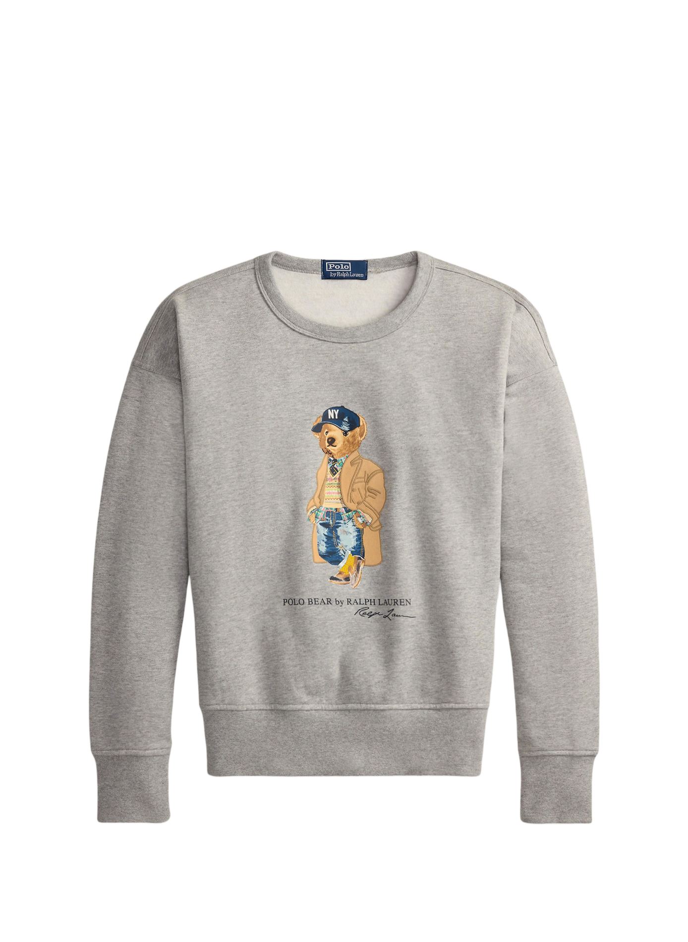 Sweat ample col rond imprimé en coton mélangé POLO RALPH LAUREN Gris