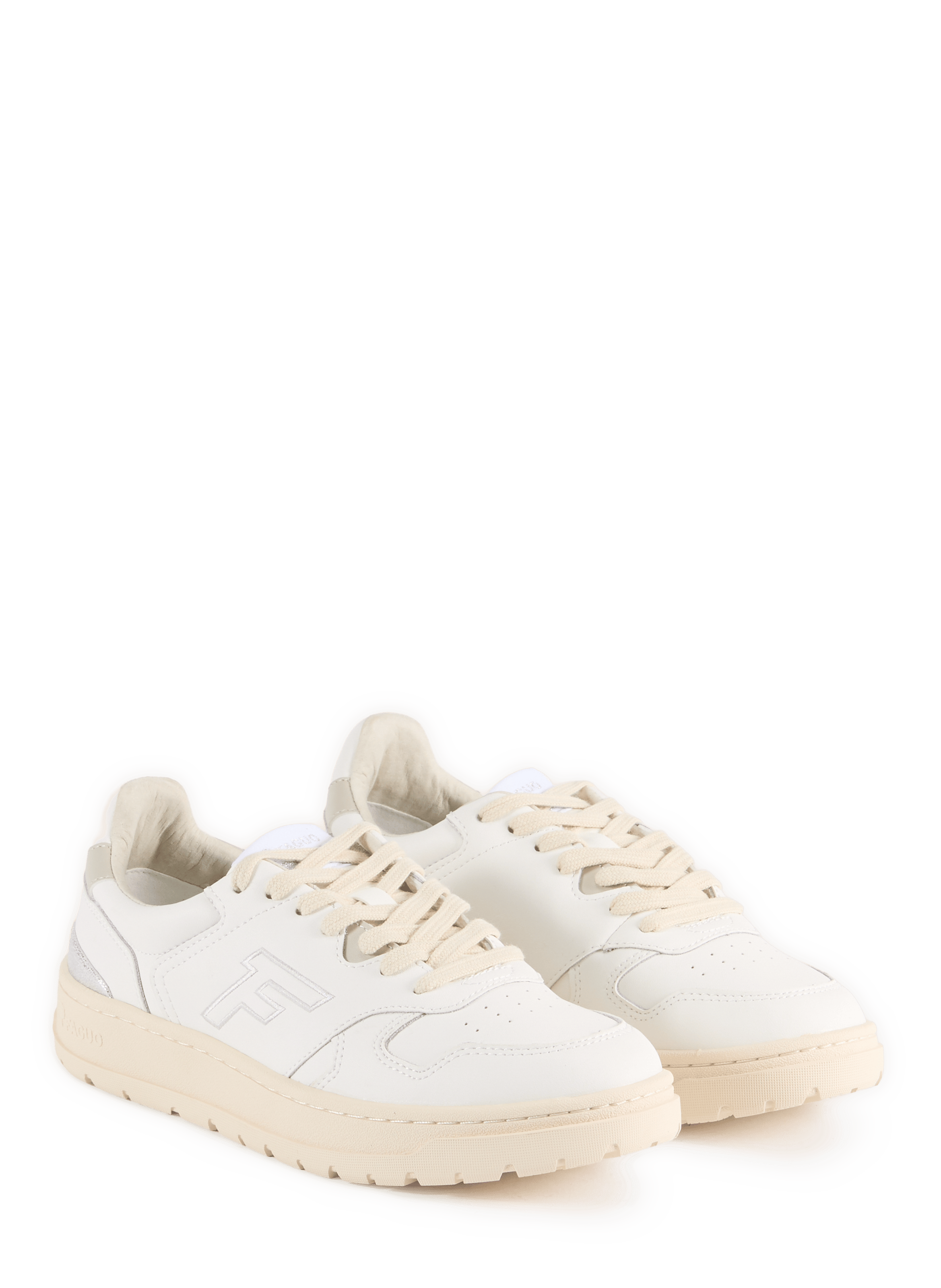 Mixed leather low-top sneakers FAGUO White