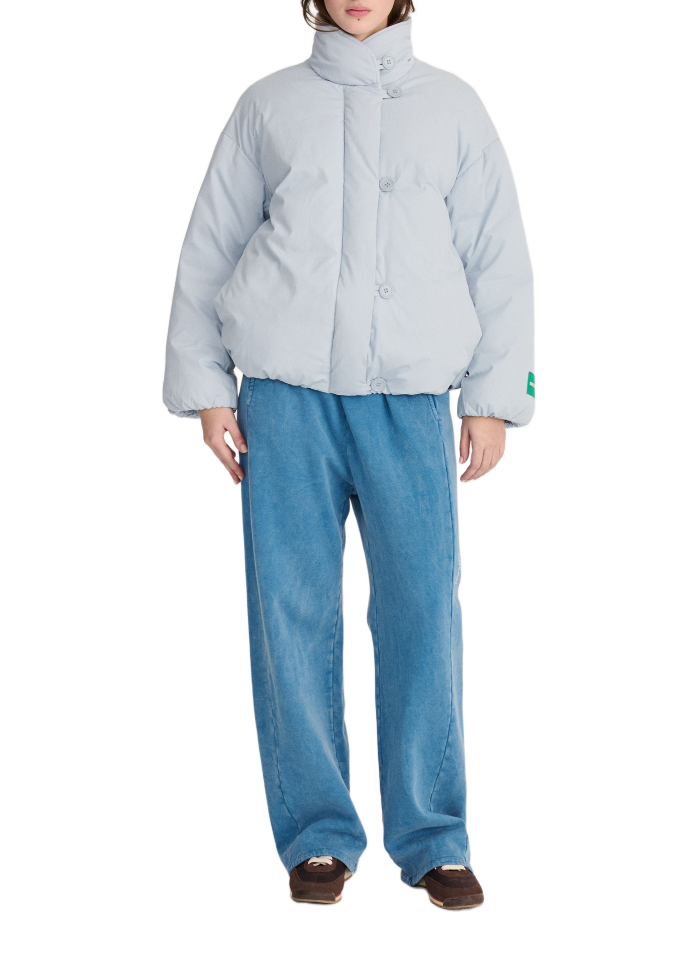 Plain oversized puffer jacket with stand-up collar BOBO CHOSES Blue