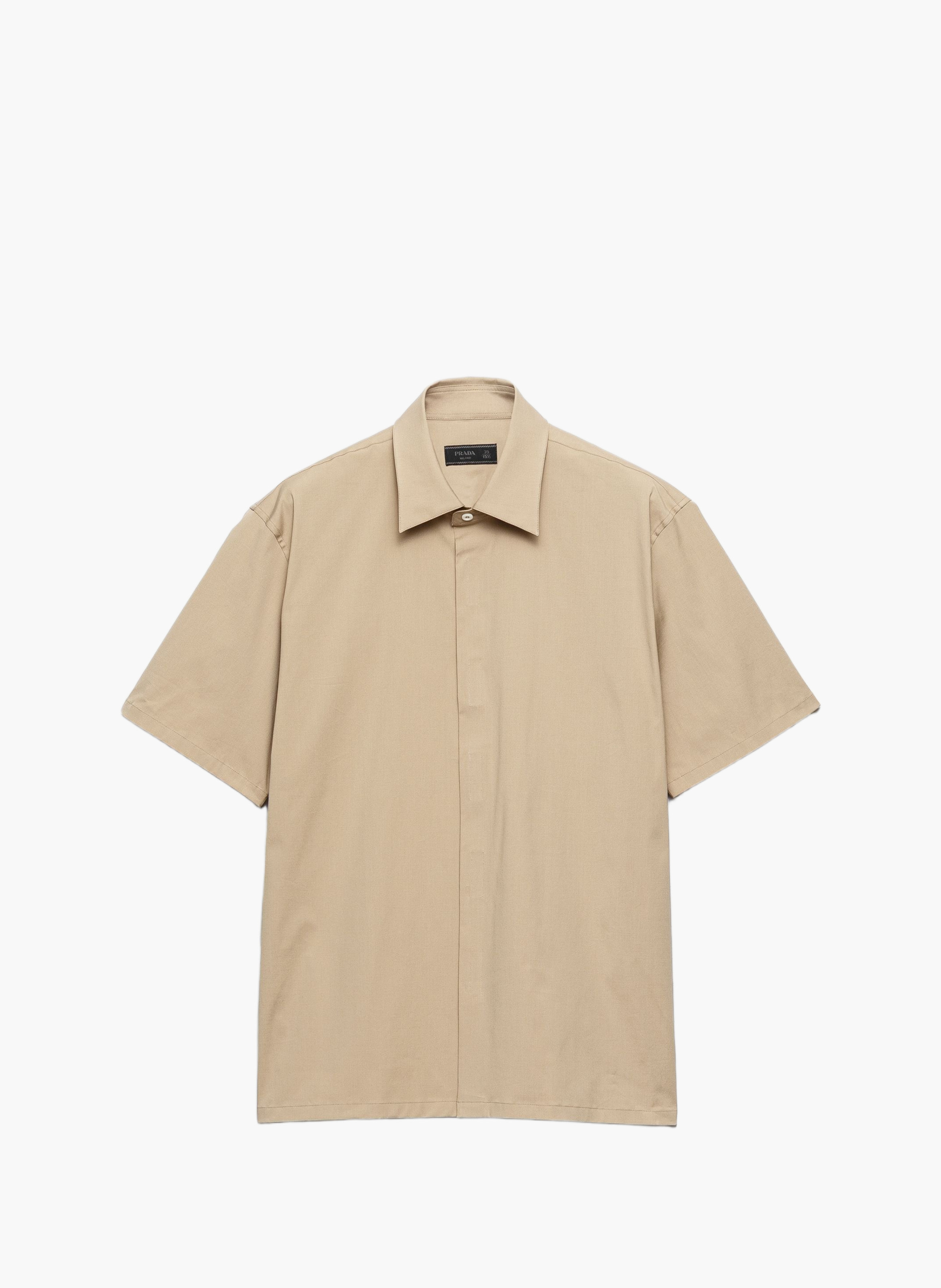 Chemise à manches courtes en coton stretch PRADA Beige