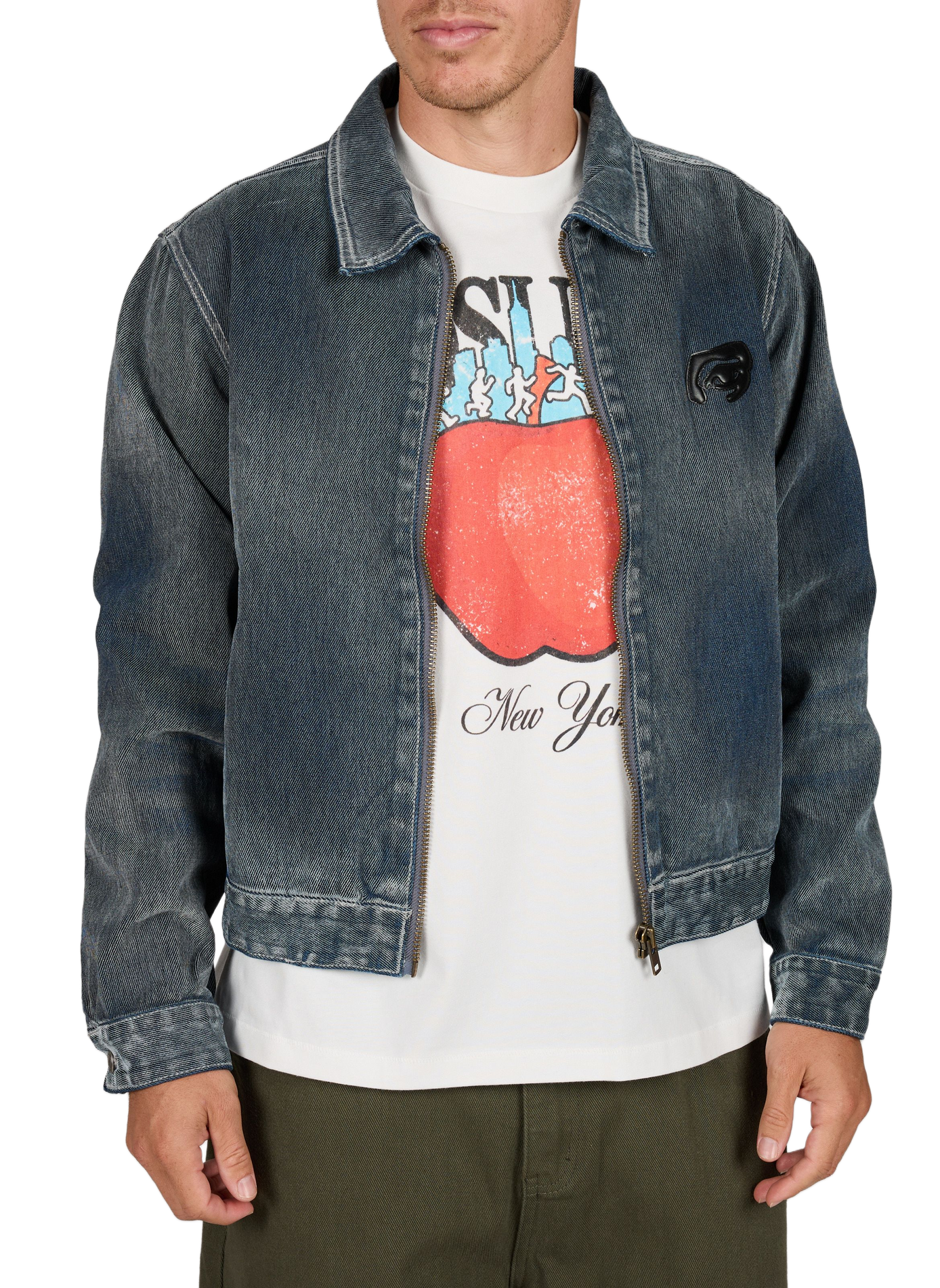 Straight cotton denim jacket KIDSUPER Grey