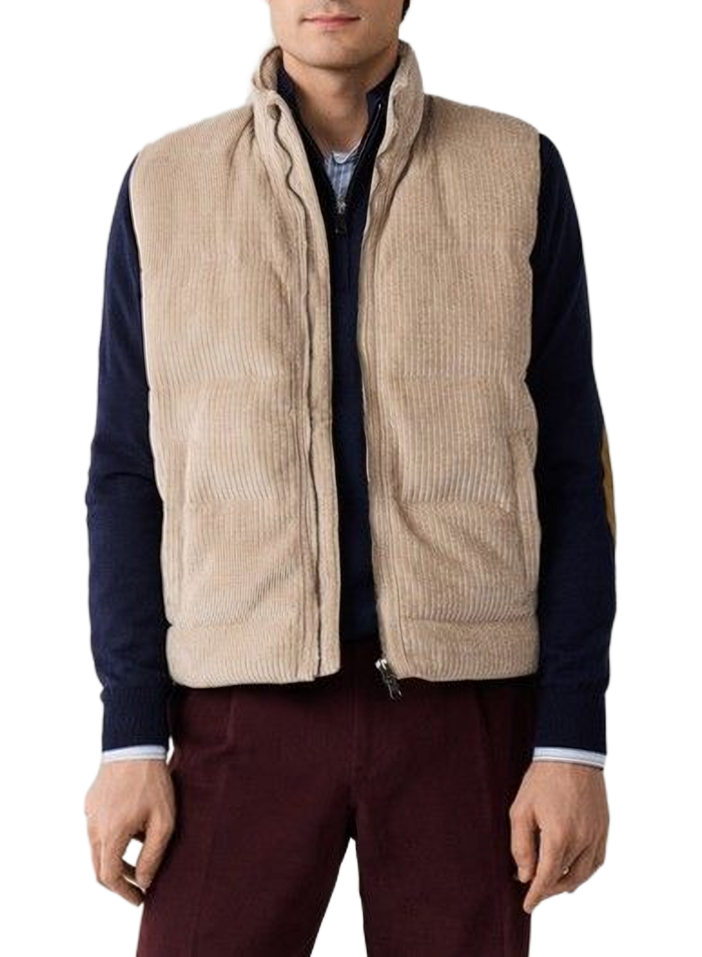 Corduroy cotton stand-collar jacket FACONNABLE Beige