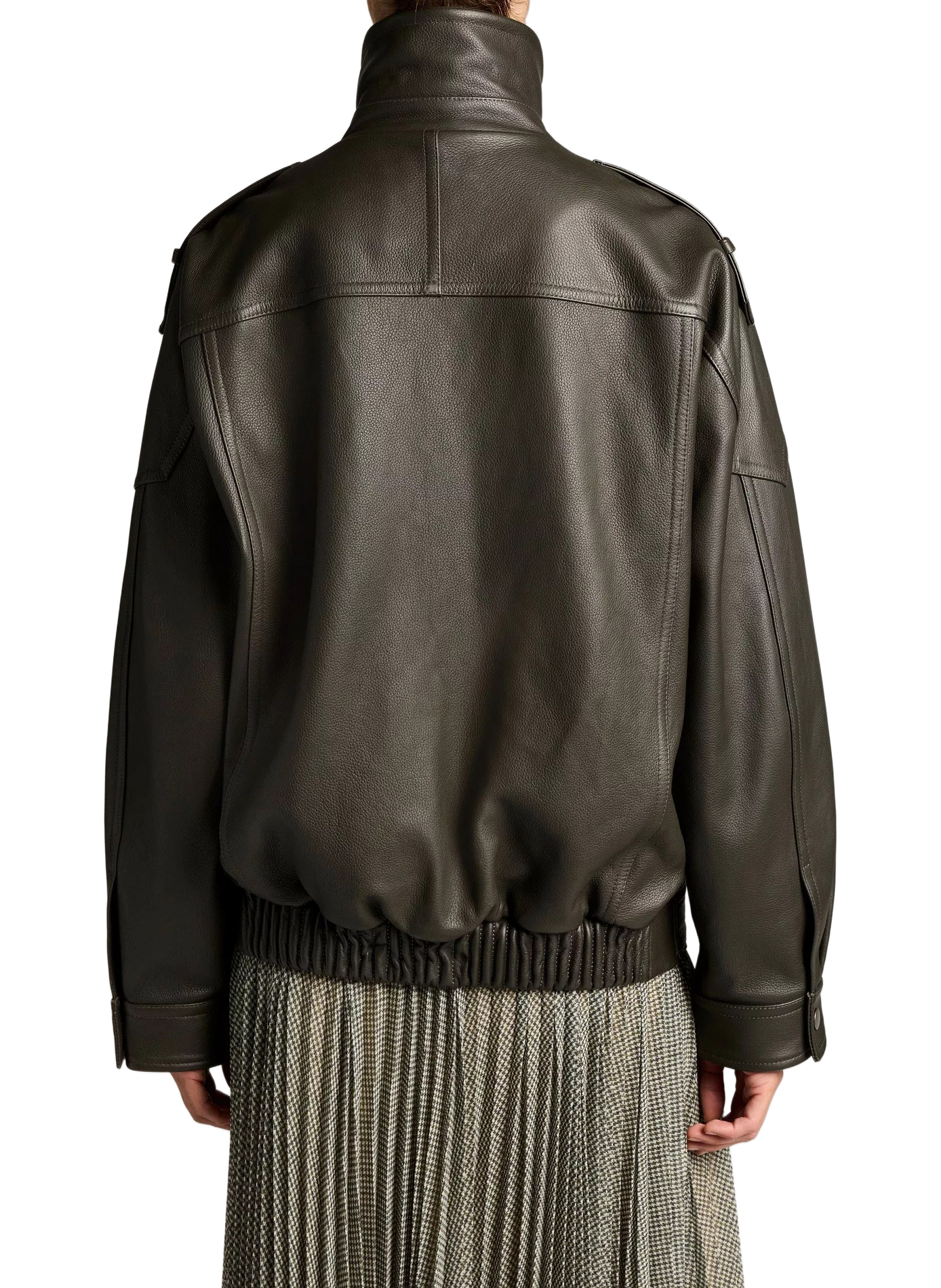Veste de motard oversize en cuir VINCE Vert