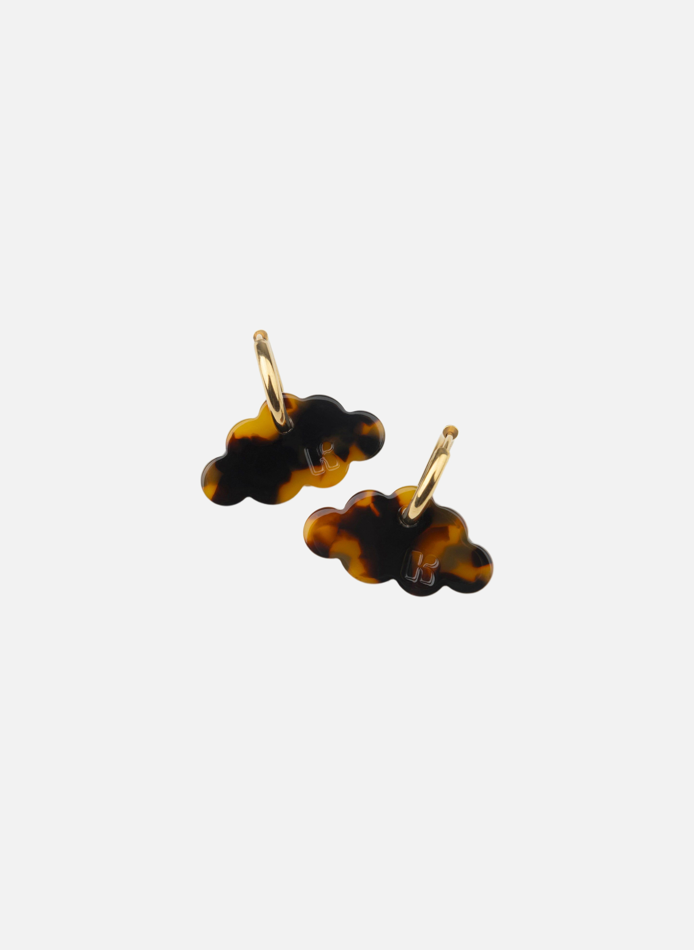 Boucles d'oreilles nuage avec anneaux en acier inoxydable doré  Écaille