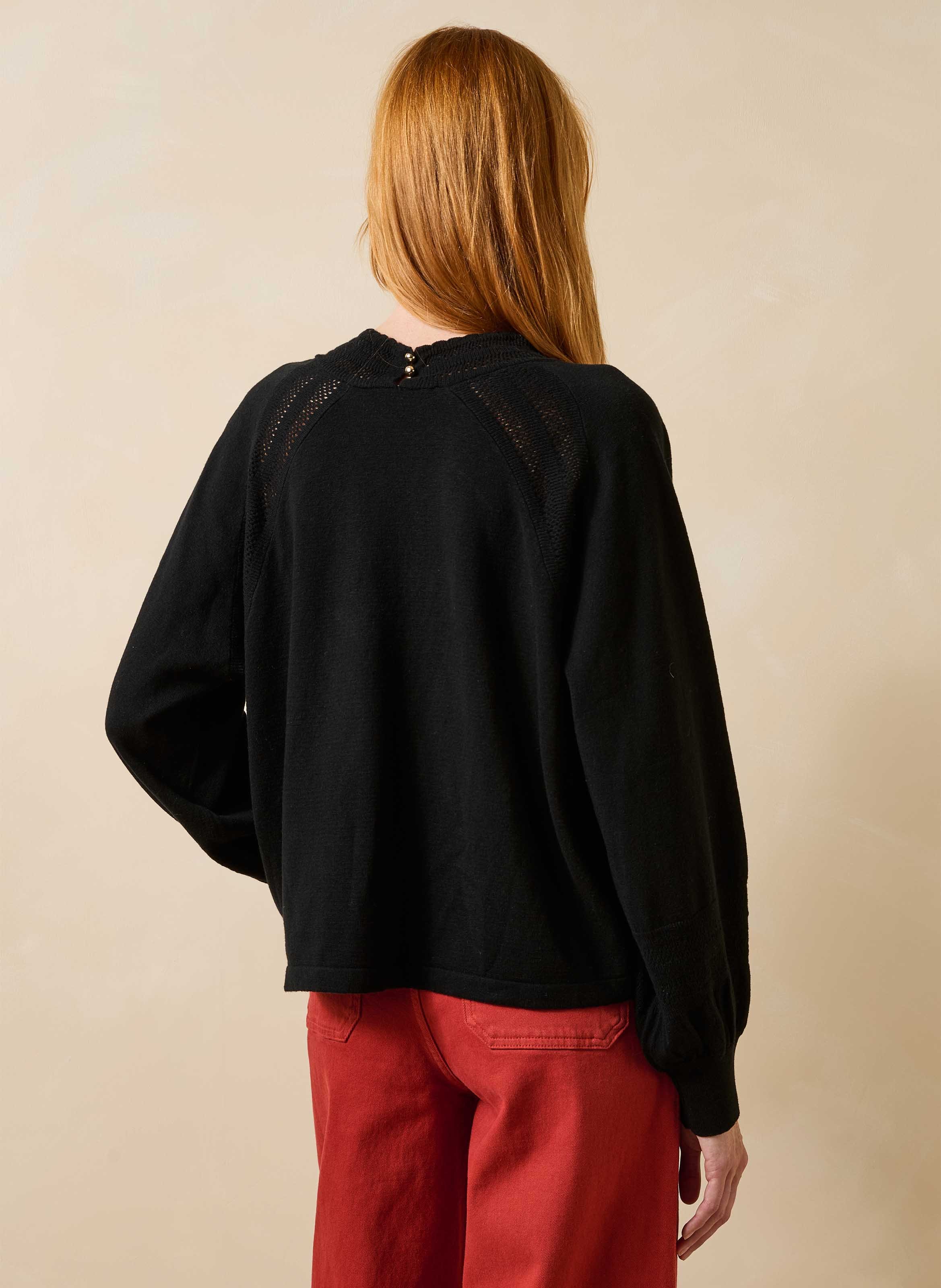 Oversized trui van wol en biologisch katoen LA FEE MARABOUTEE Zwart